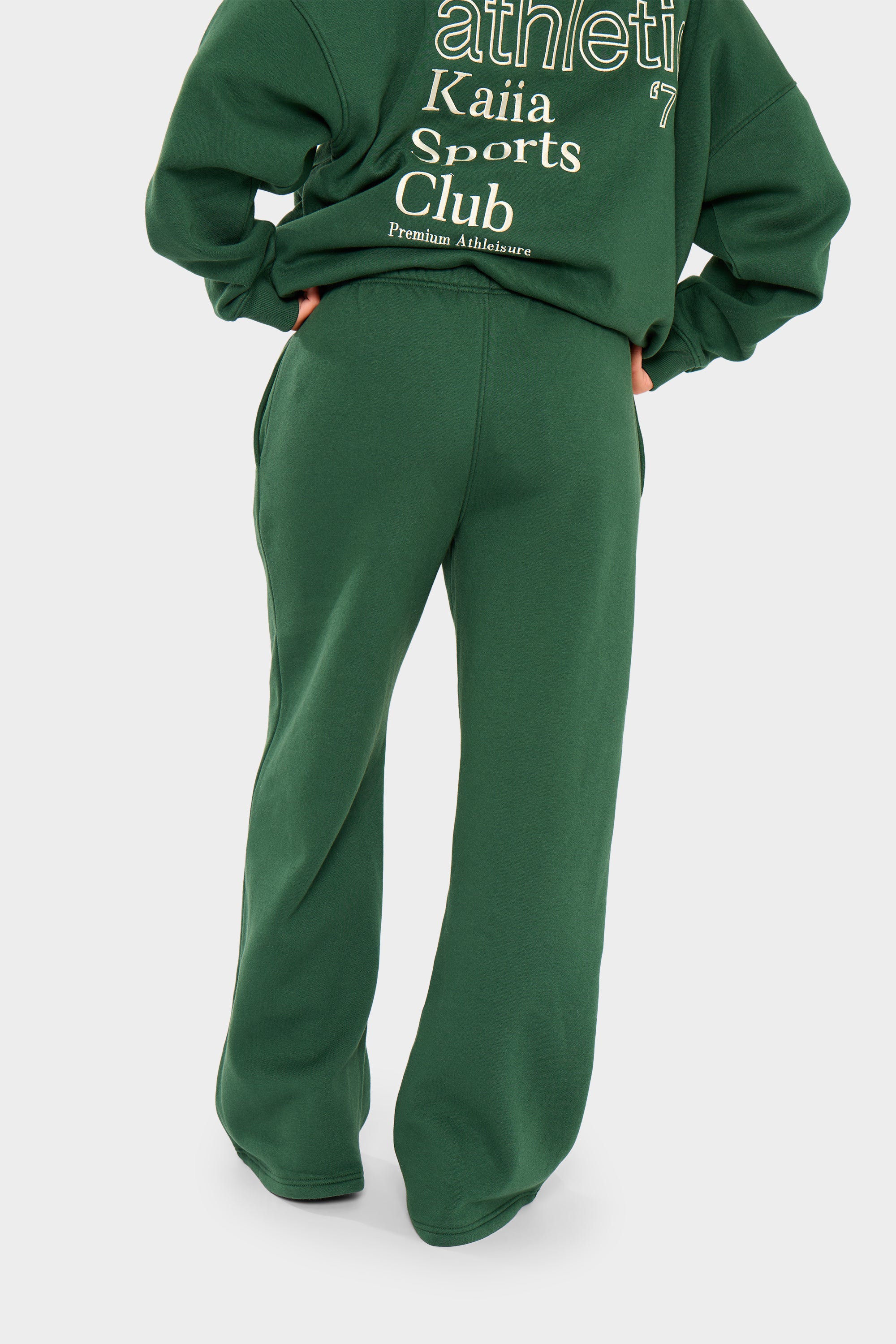 Kaiia Slogan Wide Leg Joggers Emerald Green - Image 6