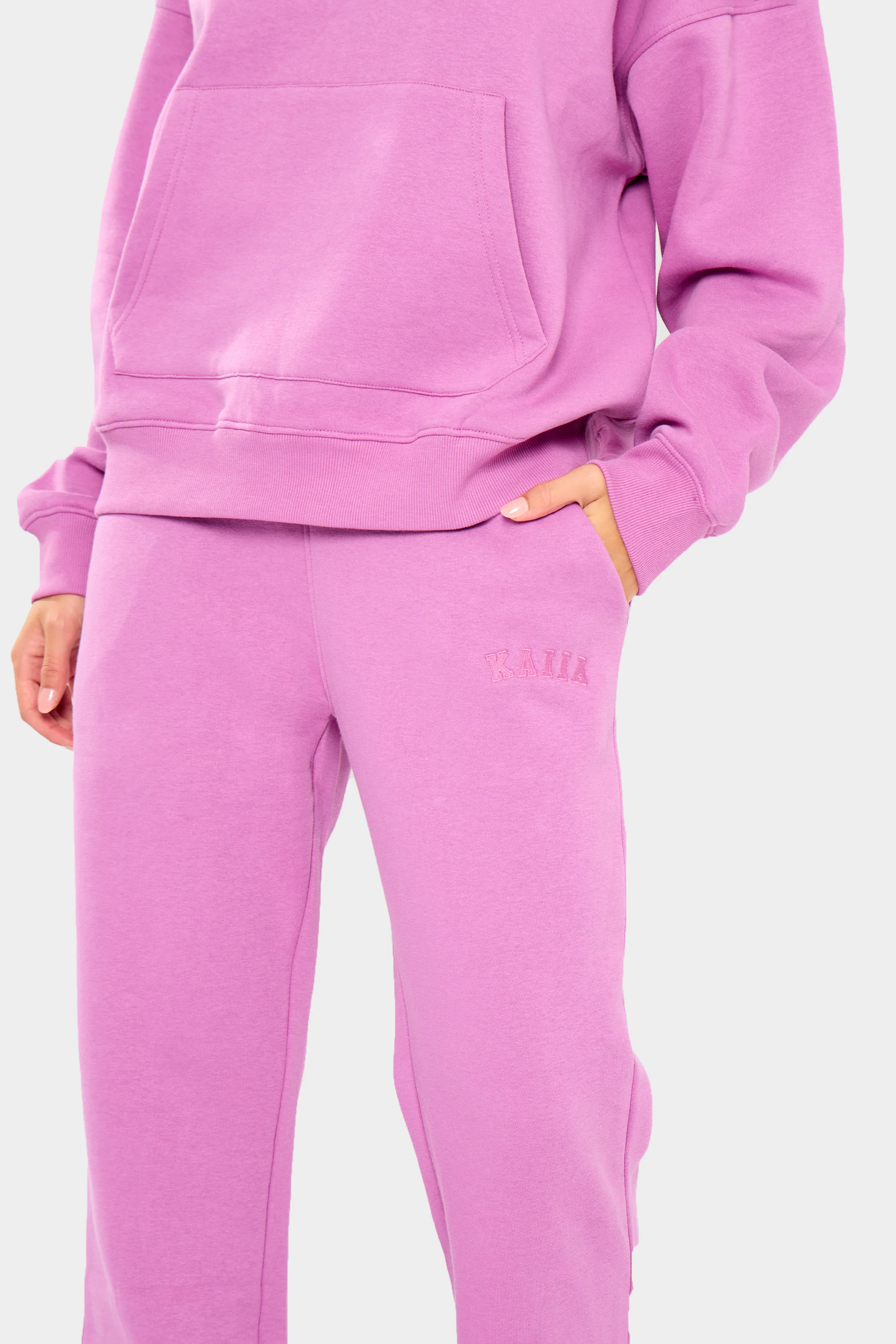 Kaiia Slogan Wide Leg Joggers Fuchsia - Image 2