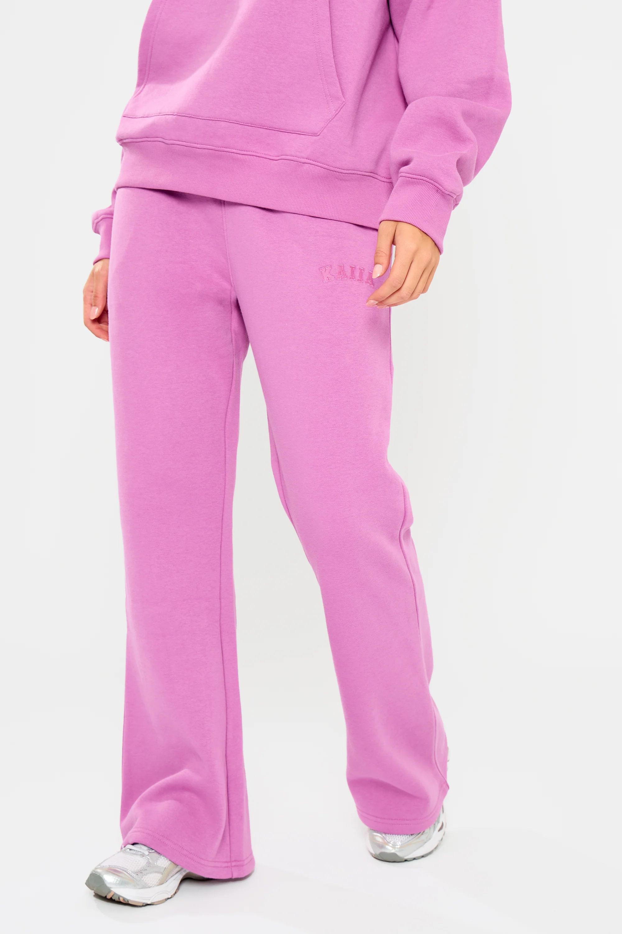 Kaiia Slogan Wide Leg Joggers Fuchsia - Image 3