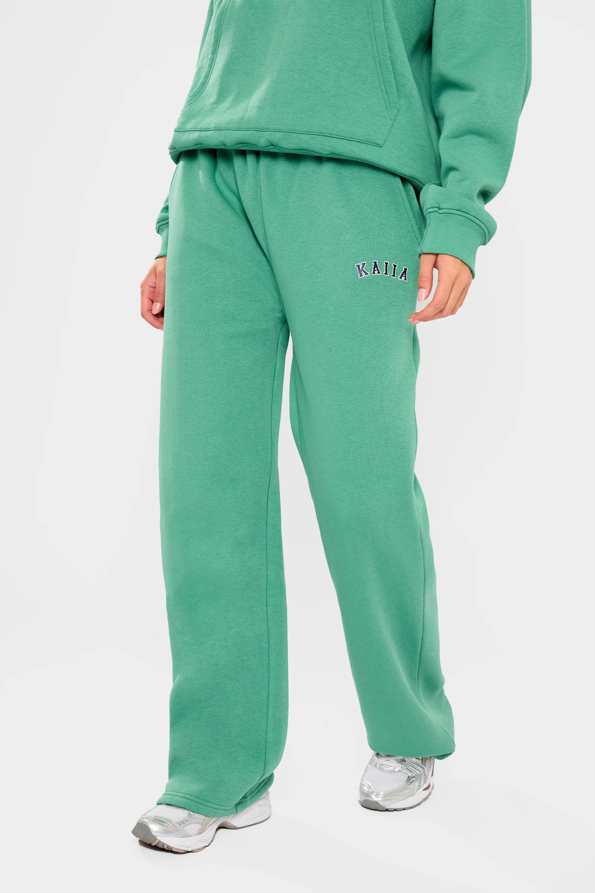 Kaiia Slogan Wide Leg Joggers Jade Green - Image 4