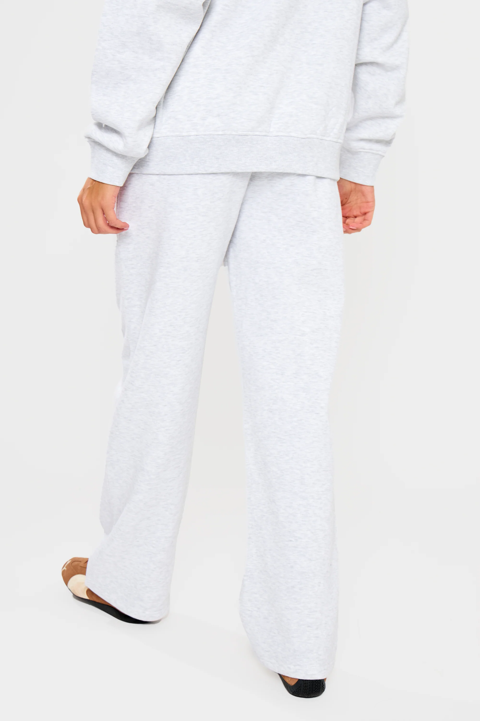 Kaiia Slogan Wide Leg Joggers Light Grey Marl - Image 5