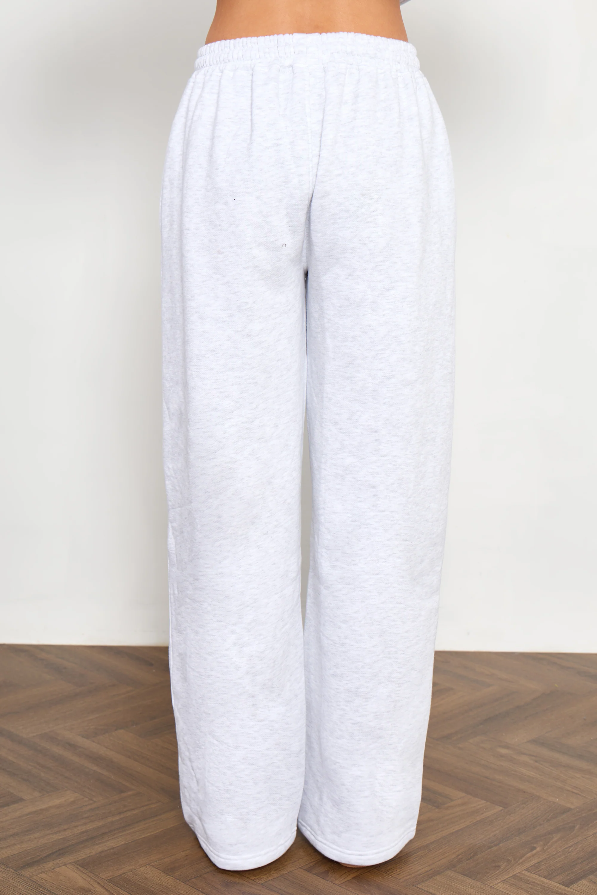 Kaiia Stitch Slogan Wide Leg Joggers Light Grey Marl - Image 4