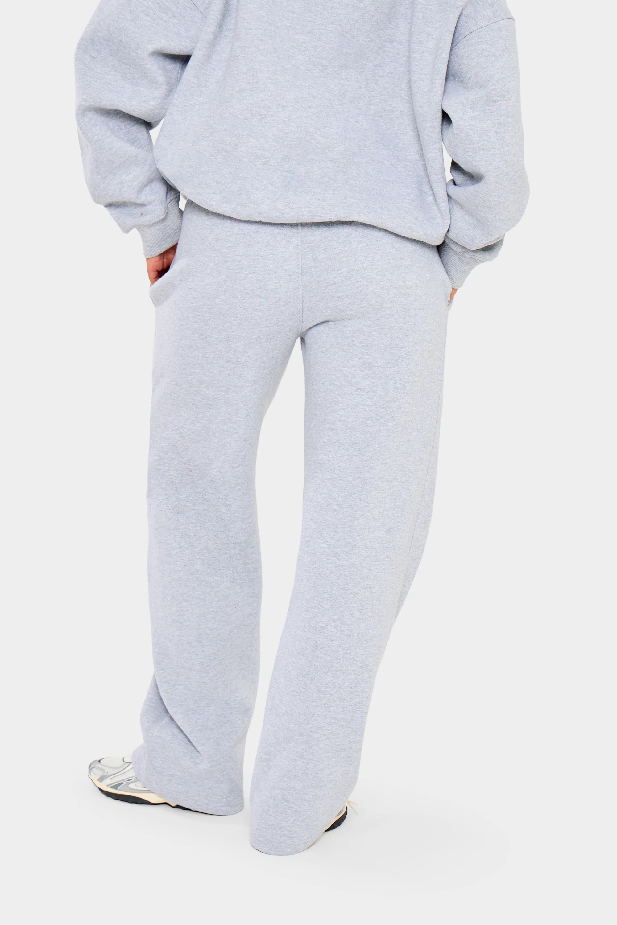 Kaiia Slogan Wide Leg Joggers Mid Grey & Burgundy - Image 7
