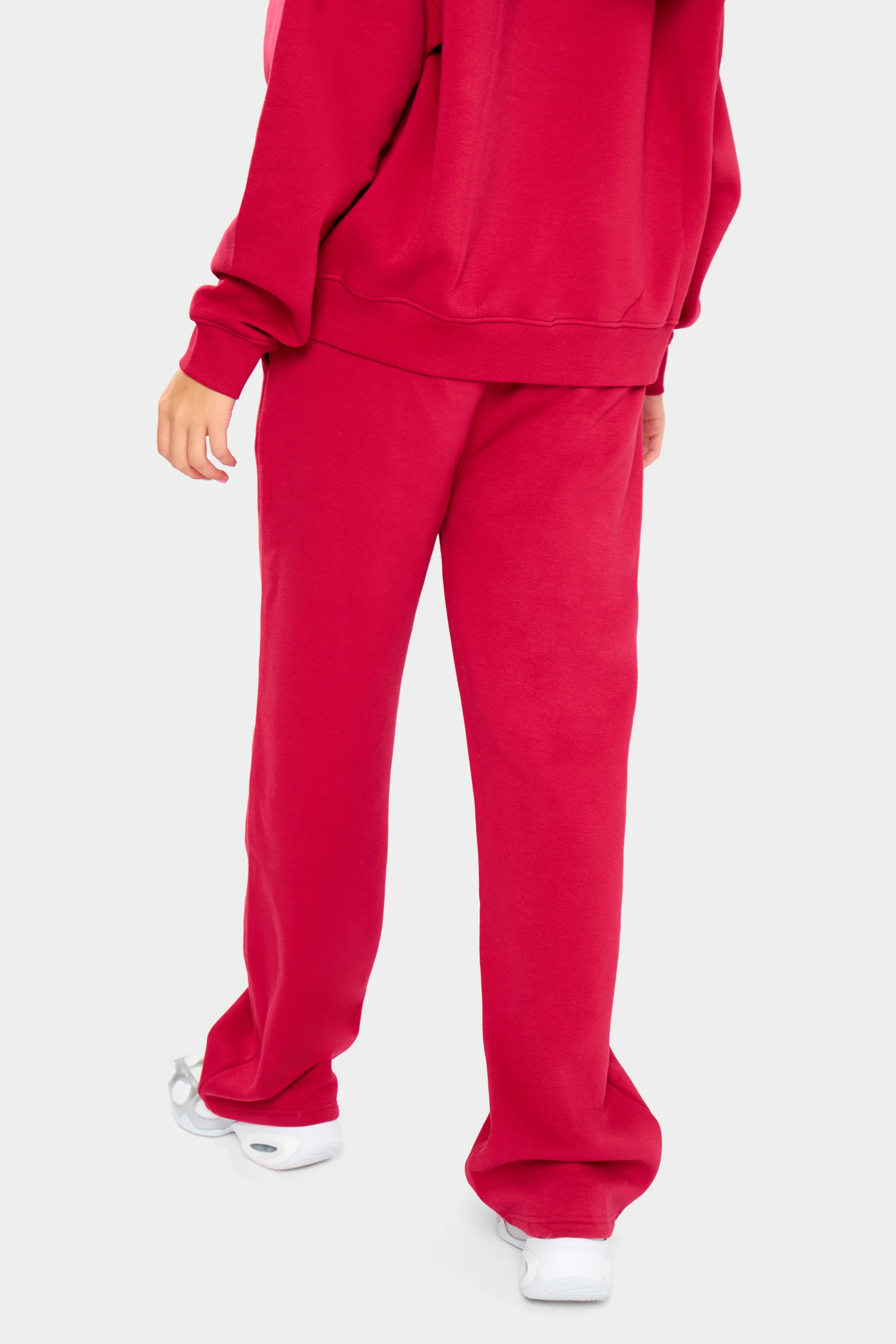 Kaiia Slogan Wide Leg Joggers Red & Baby Pink - Image 4