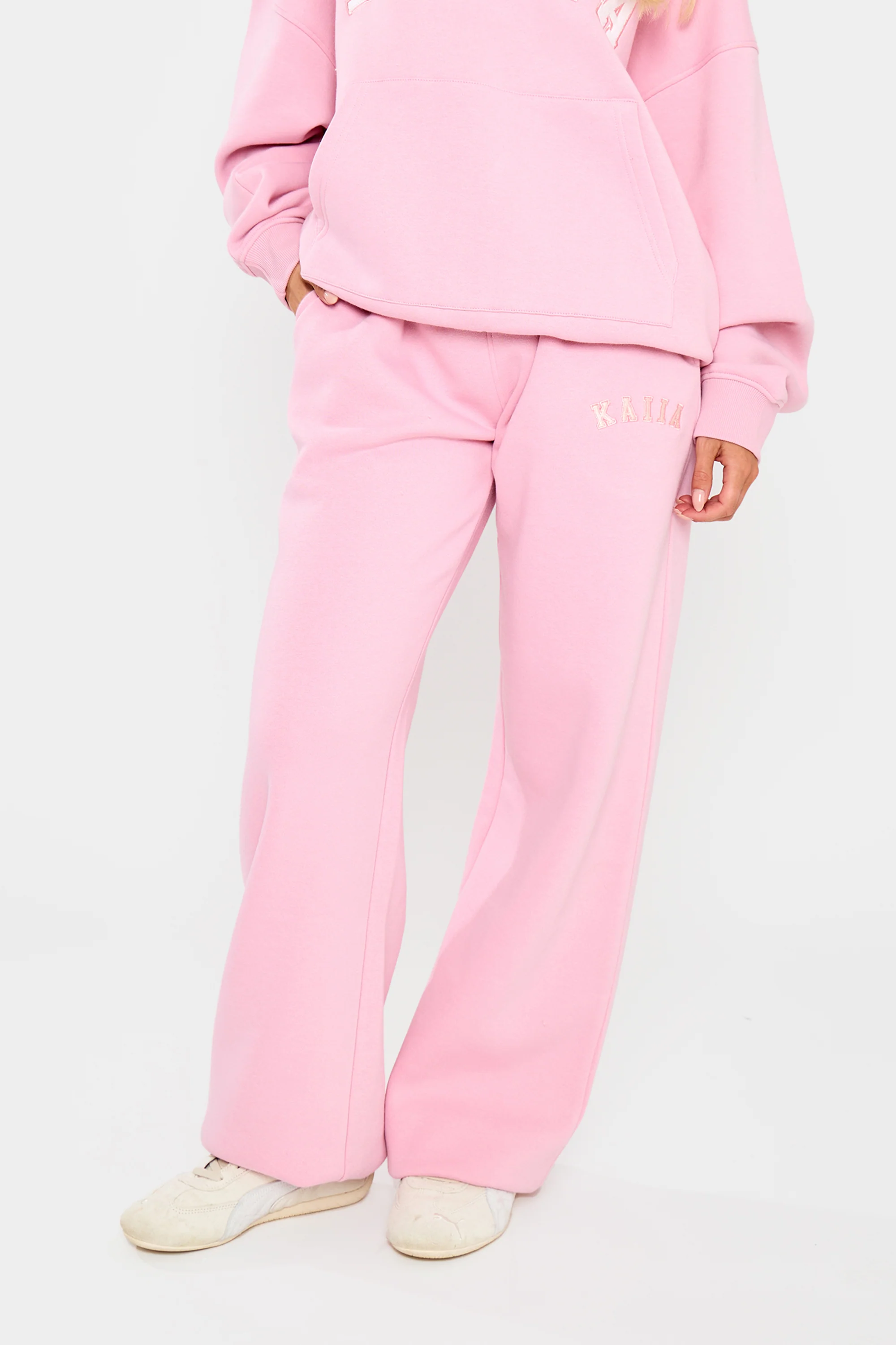 Kaiia Slogan Wide Leg Joggers Rose Pink - Image 7