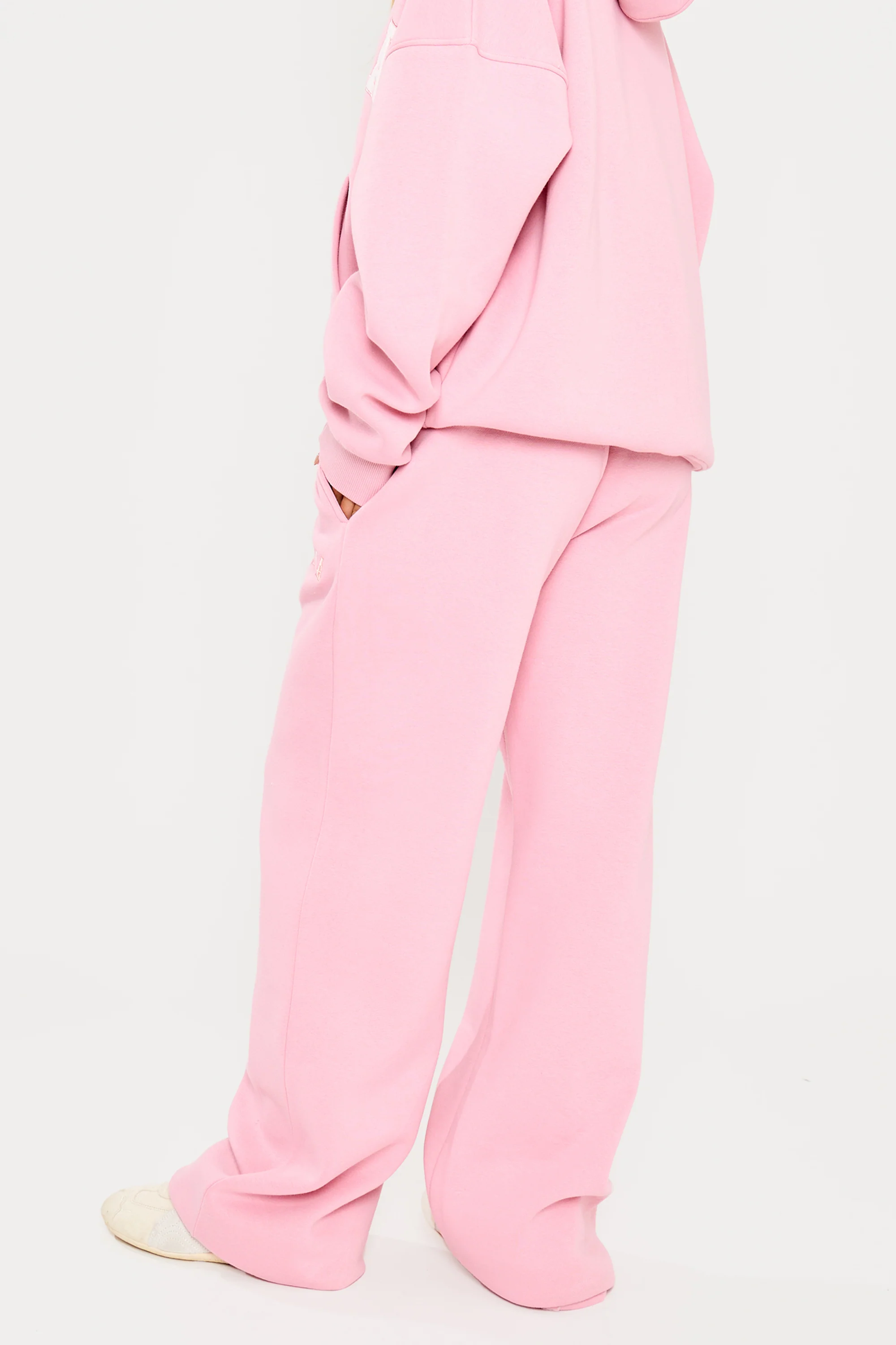 Kaiia Slogan Wide Leg Joggers Rose Pink - Image 8