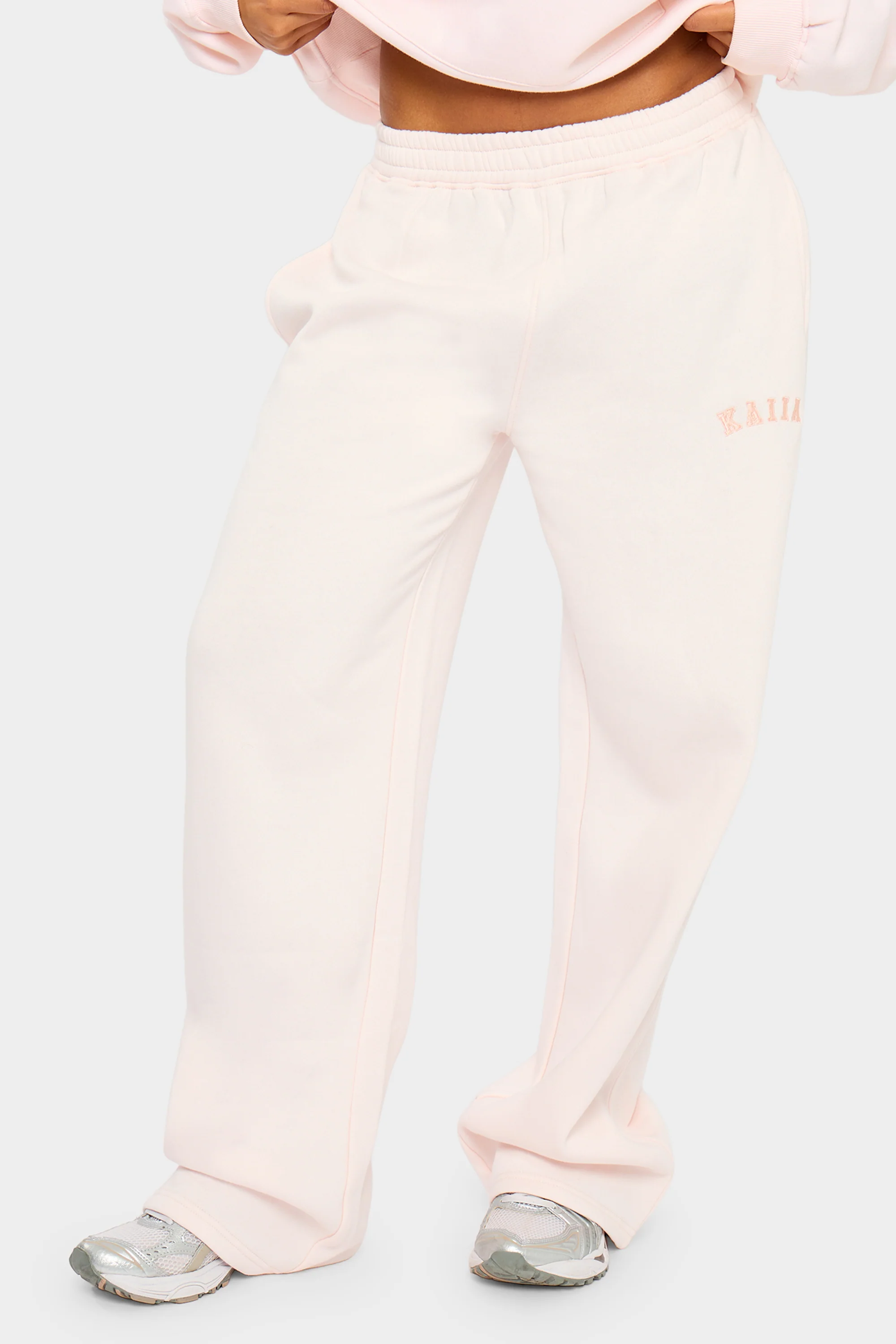Kaiia Slogan Wide Leg Joggers Shell Pink - Image 3