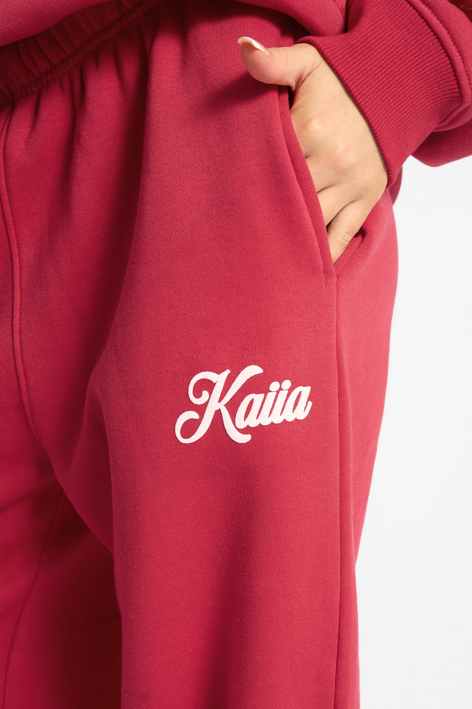 Kaiia Snowflake Logo Cuffed Joggers Red - Image 4