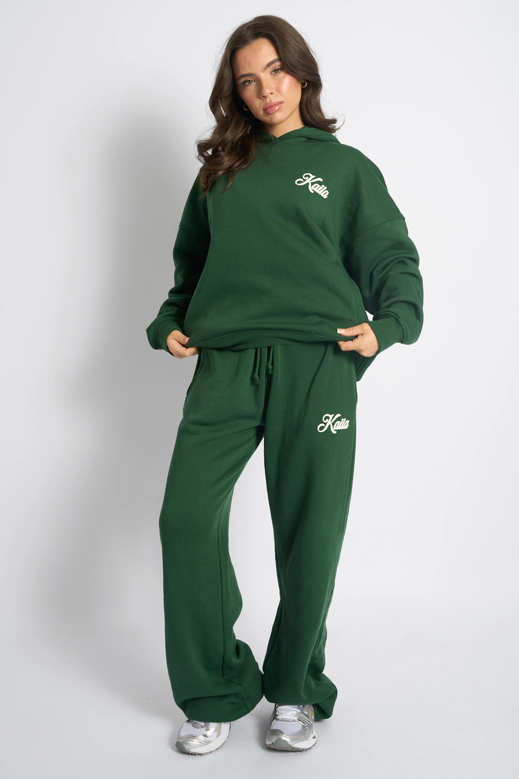 Kaiia Snowflake Logo Oversized Hoodie Forest Green - Image 3
