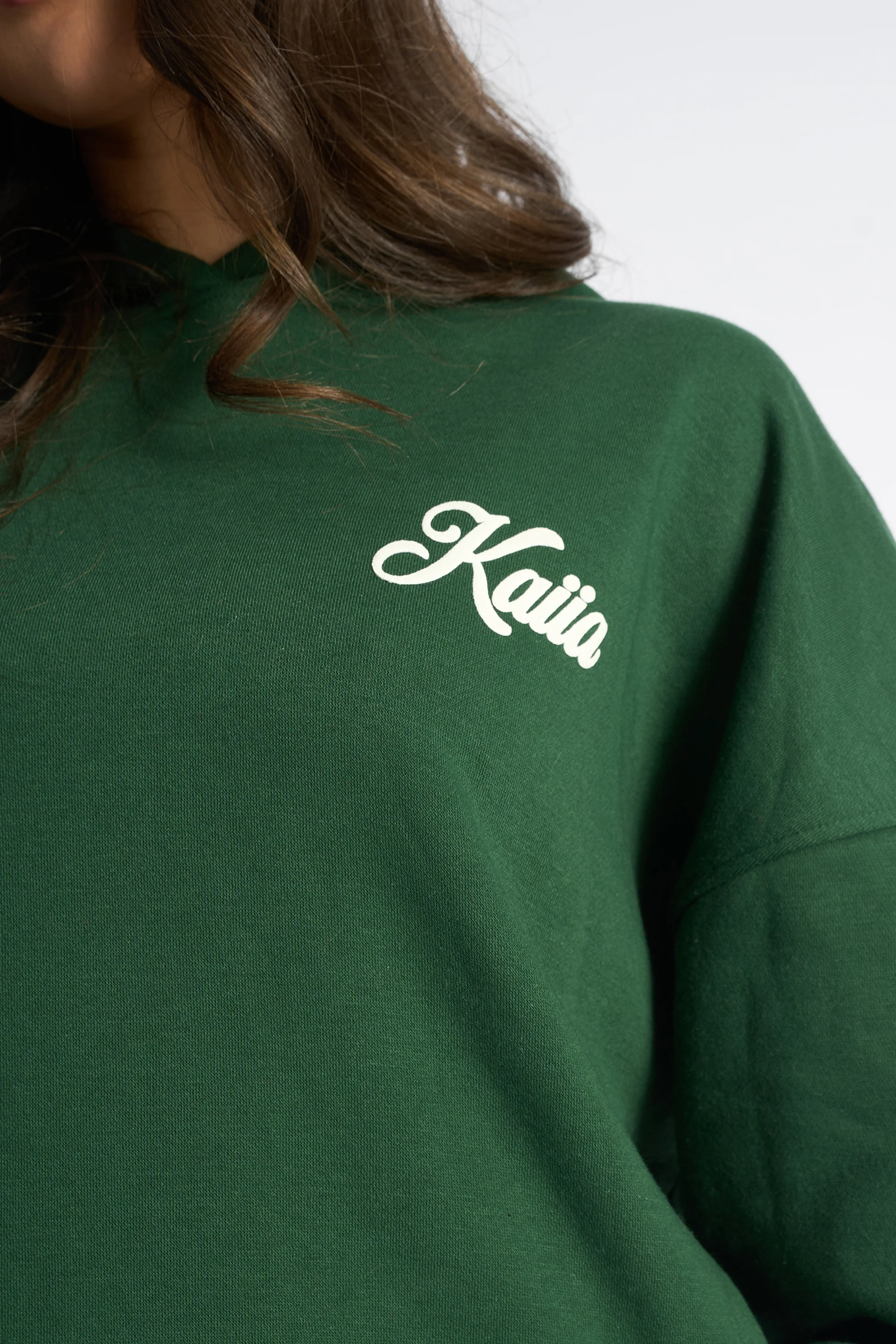 Kaiia Snowflake Logo Oversized Hoodie Forest Green - Image 4