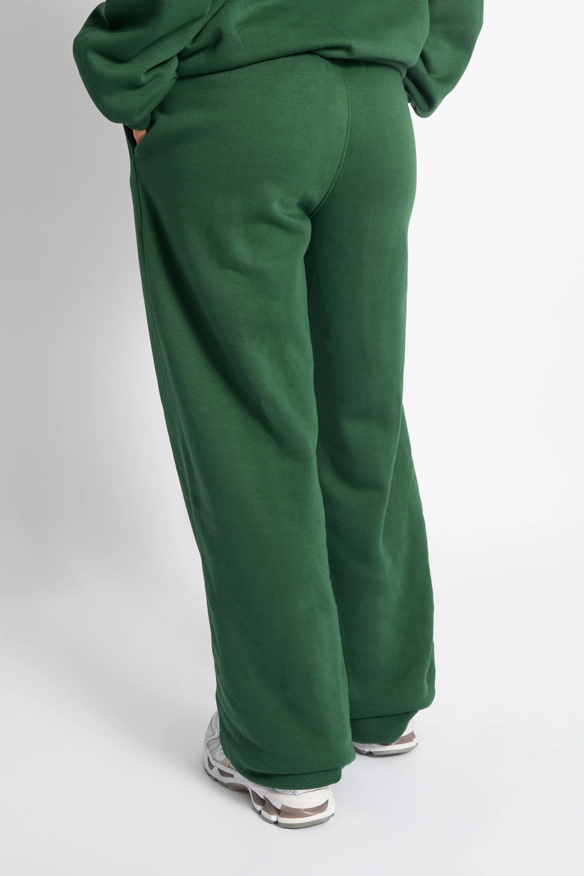 Kaiia Snowflake Logo Ribbed Waistband Wide Leg Joggers Forest Green - Image 3