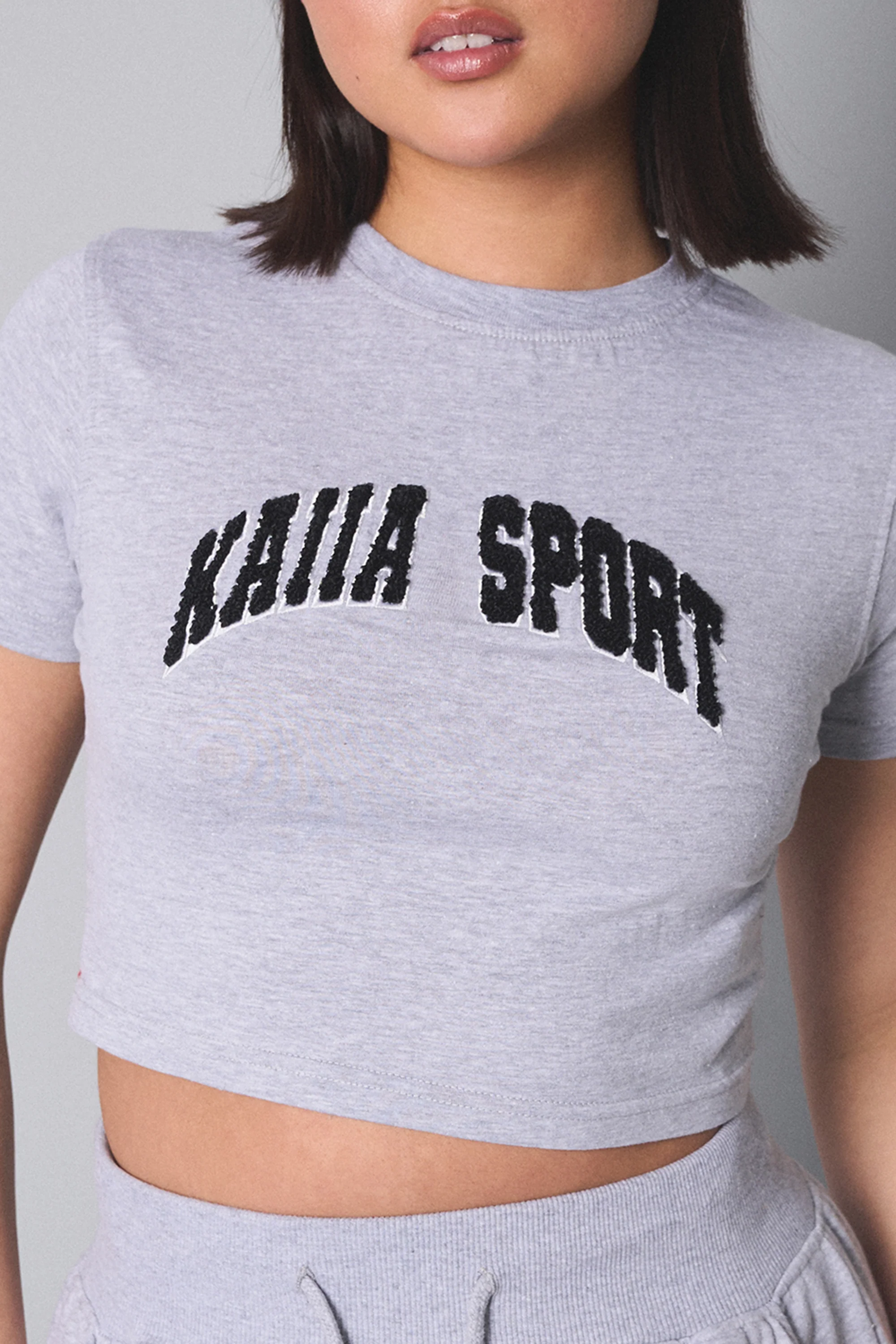 Kaiia Sport Baby Tee Grey Marl - Image 4
