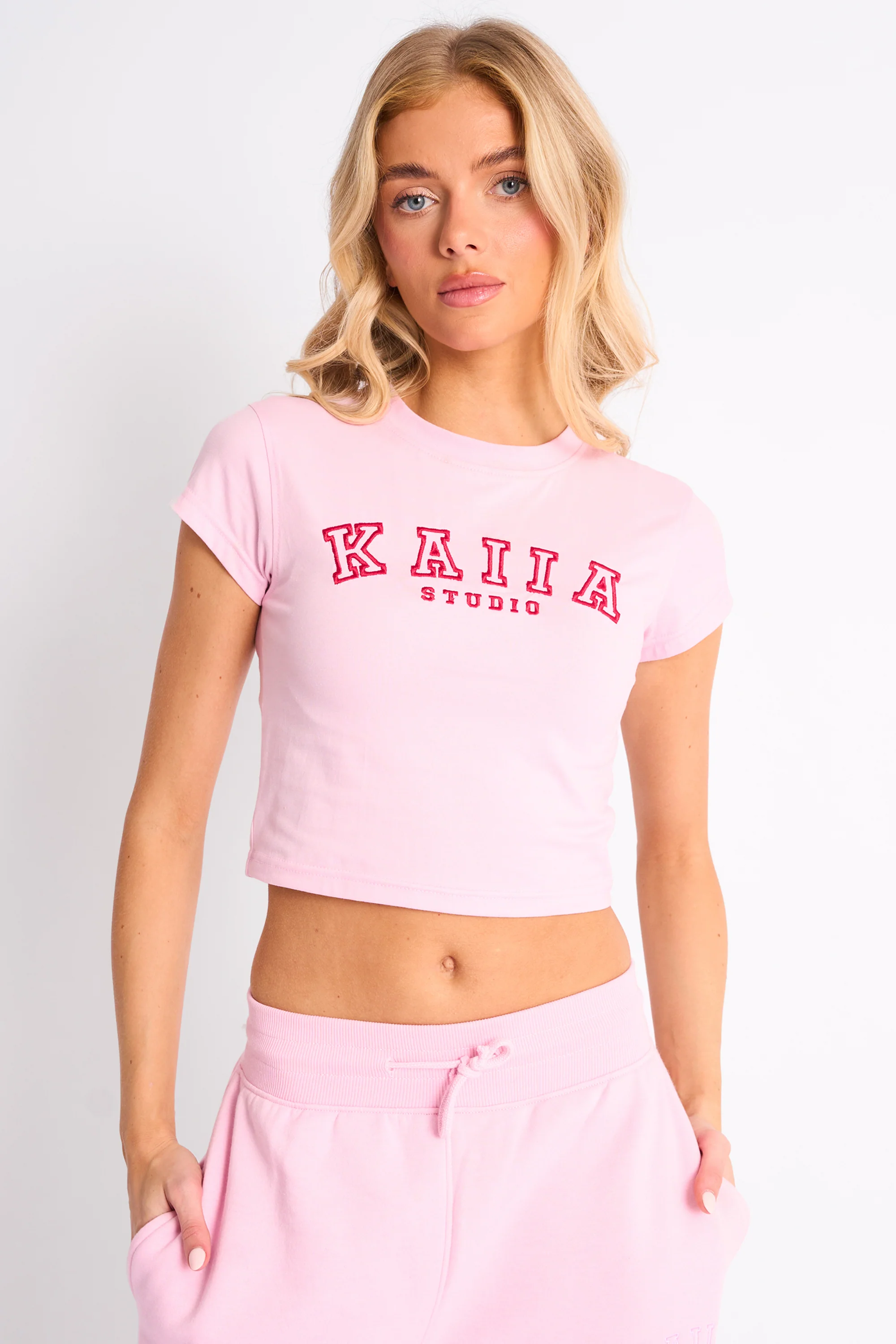 Kaiia Sport Baby Tee Pink & Red - Image 5