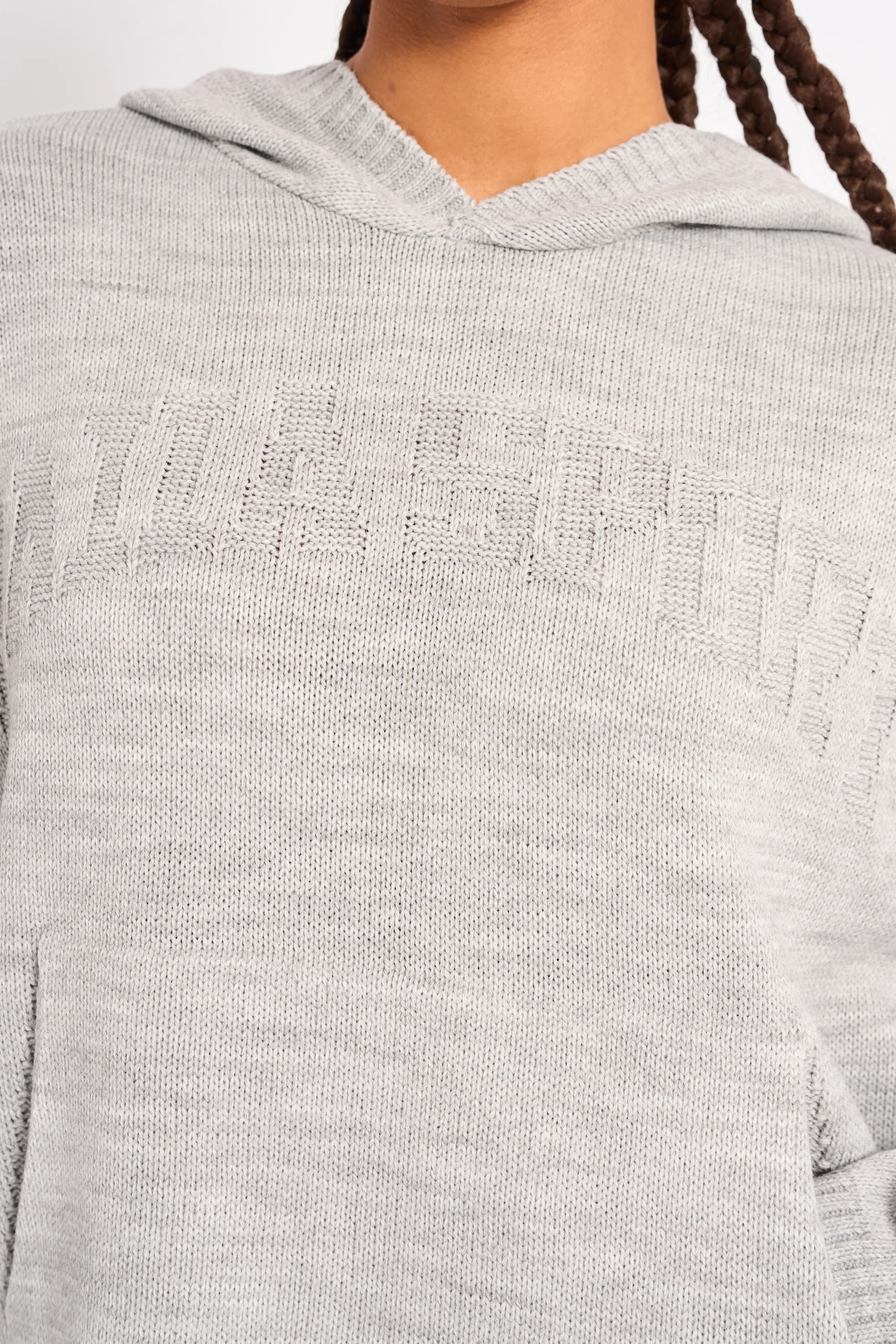 Kaiia Sport Knitted Hoodie Soft Grey - Image 4