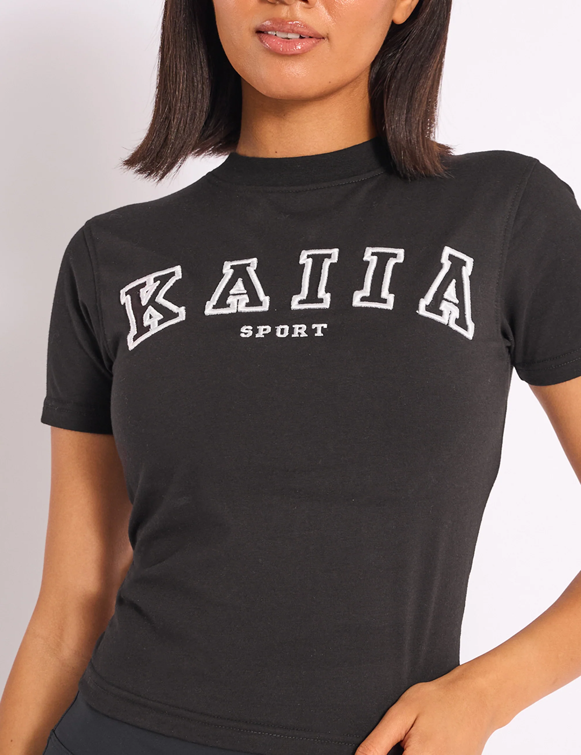 Kaiia Sport Logo Longline Baby Tee Black - Image 4