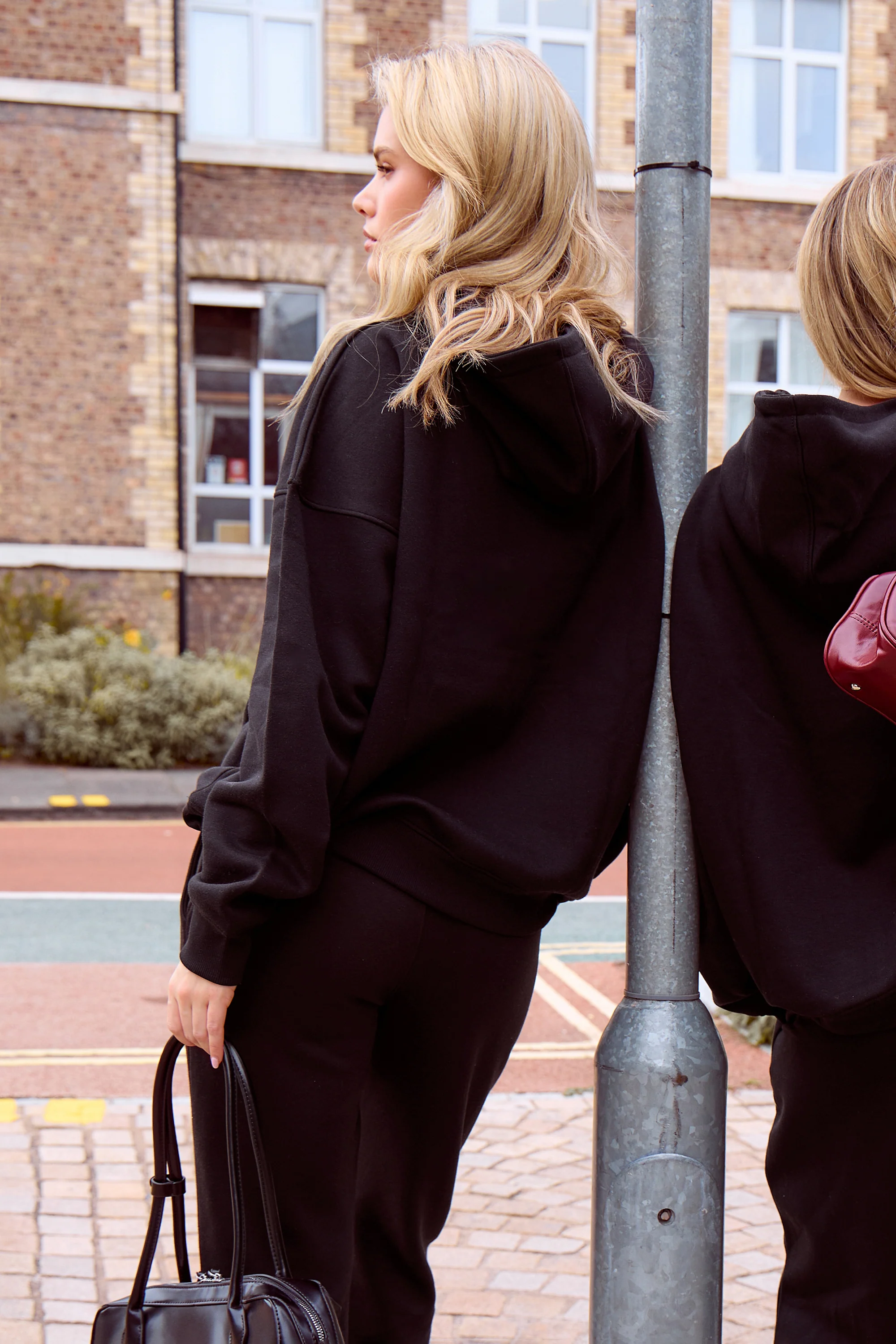 Kaiia Sport Logo Oversized Hoodie Black - Image 4