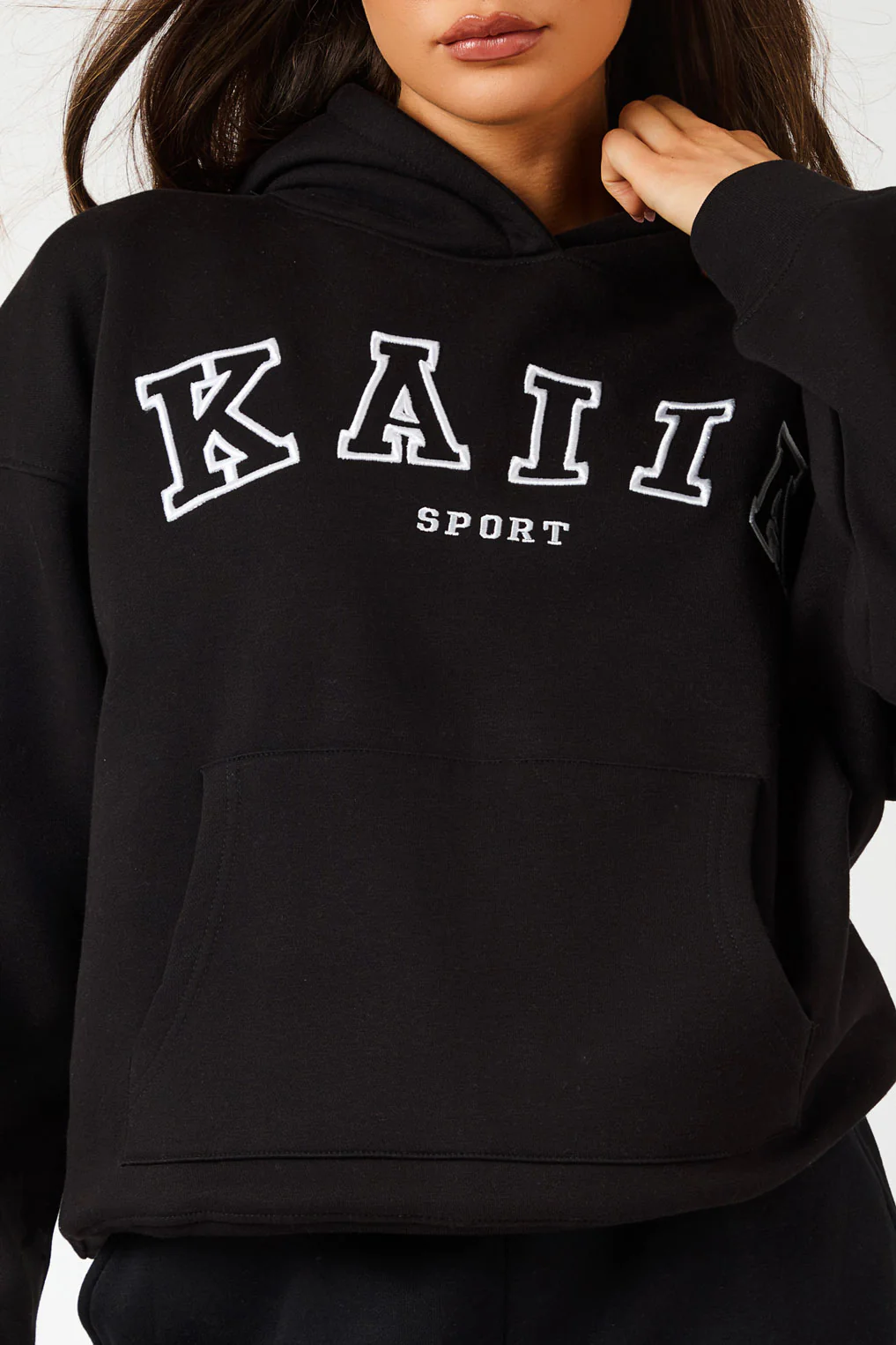 Kaiia Sport Logo Oversized Hoodie Black - Image 6