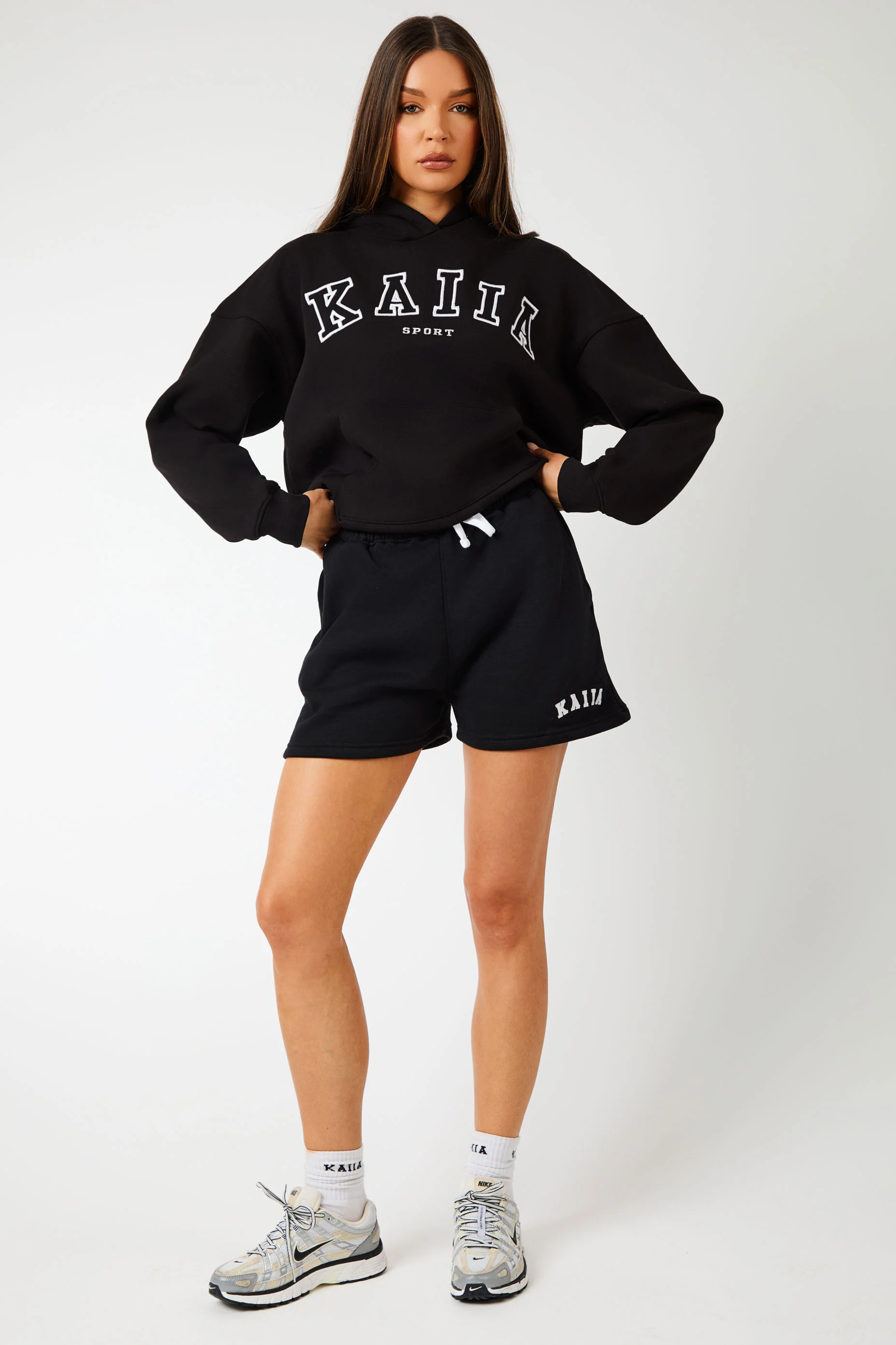 Kaiia Sport Logo Oversized Hoodie Black - Image 9
