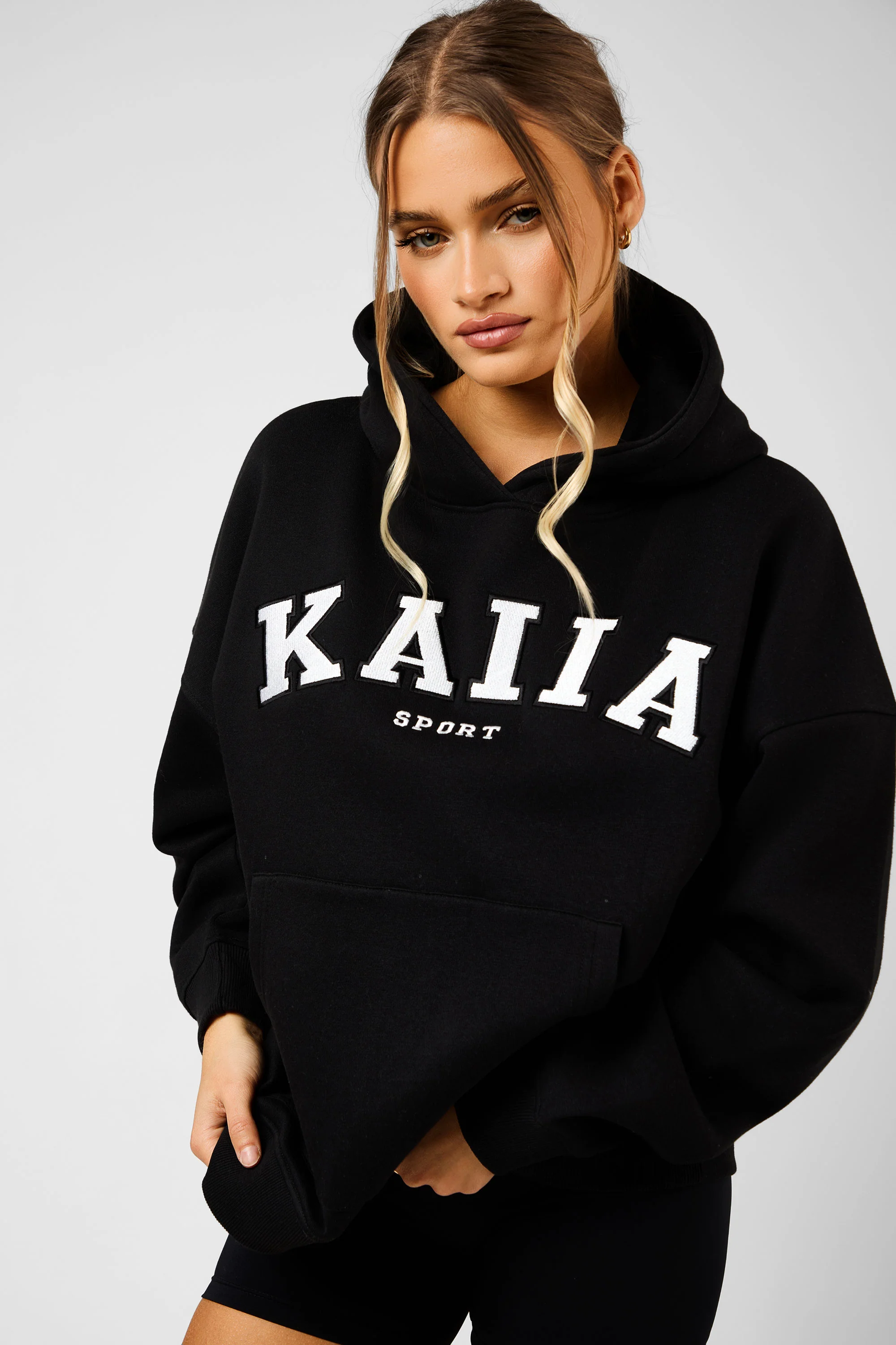 Kaiia Sport Oversized Hoodie Black & White - Image 4