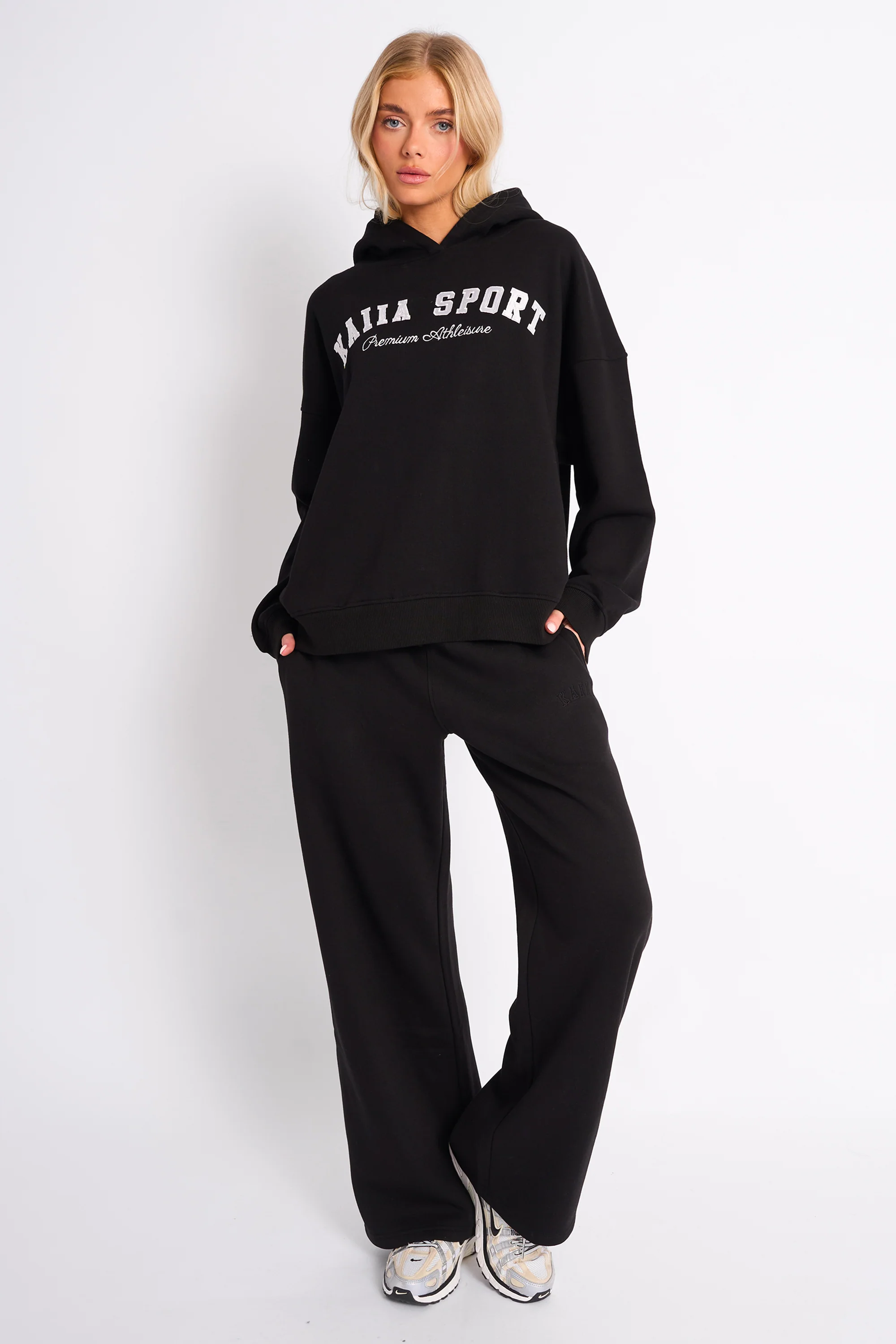 Kaiia Sport Oversized Hoodie Black & White - Image 3