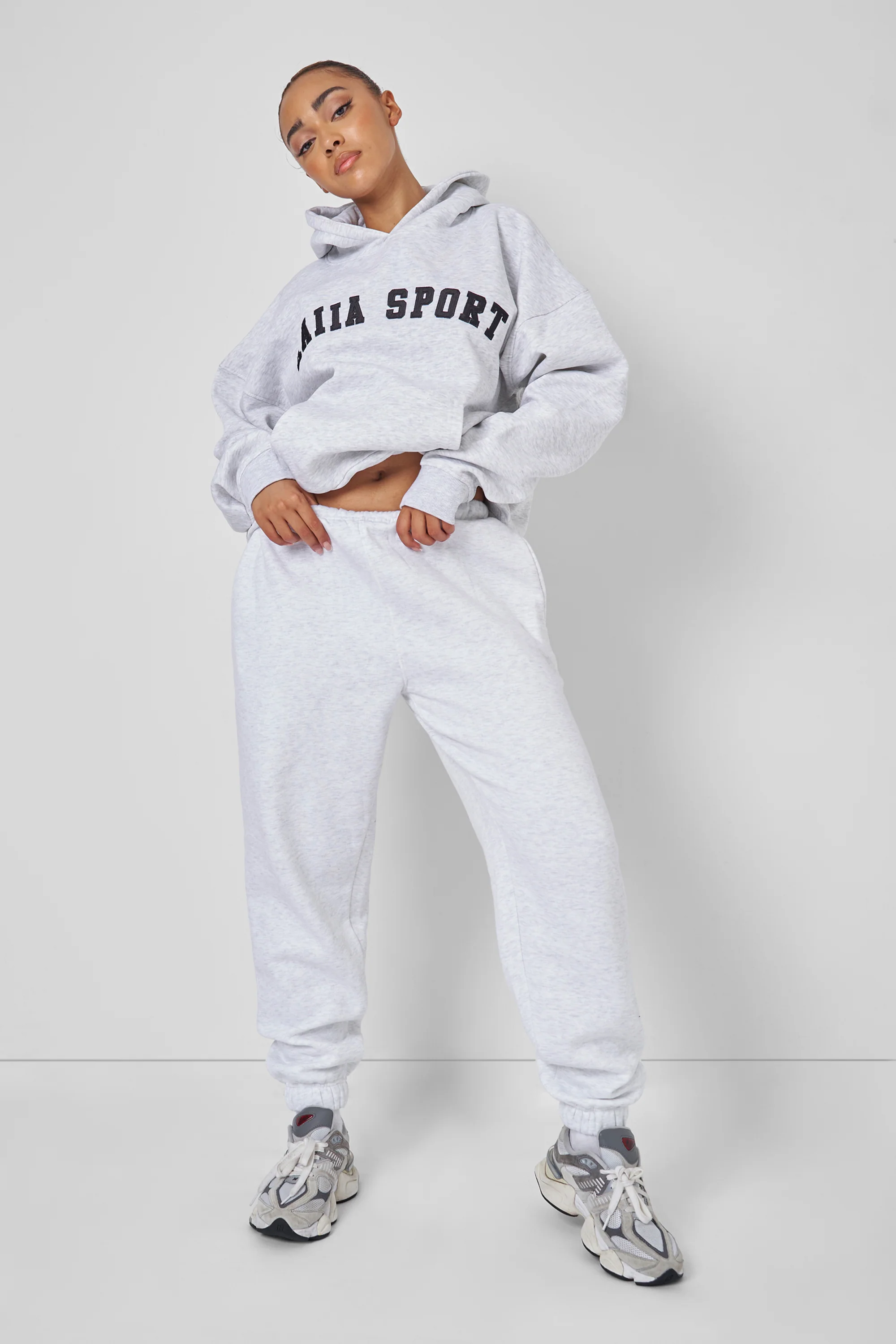 KAIIA SPORT OVERSIZED HOODIE LIGHT GREY MARL - Image 3