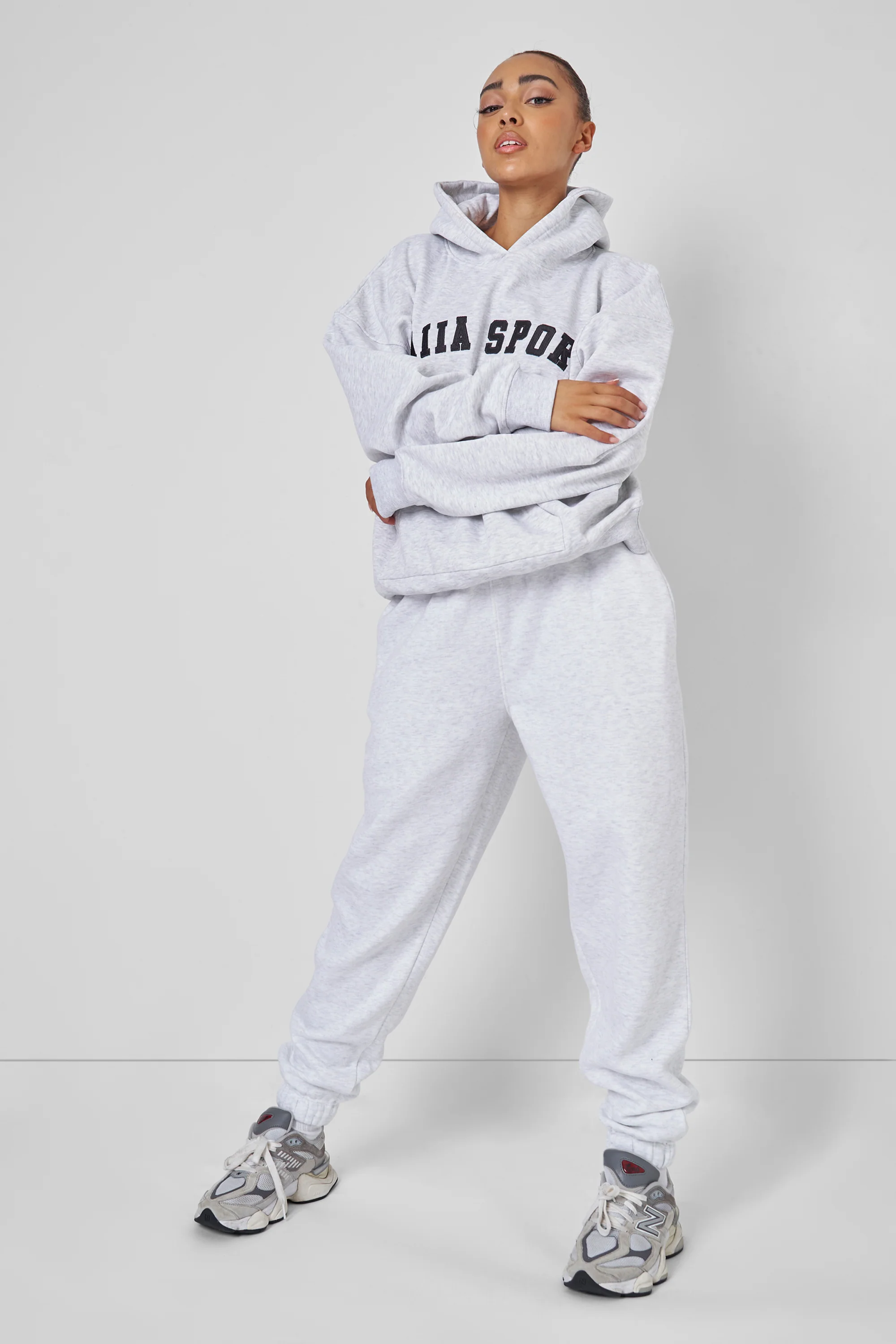 KAIIA SPORT OVERSIZED HOODIE LIGHT GREY MARL - Image 5
