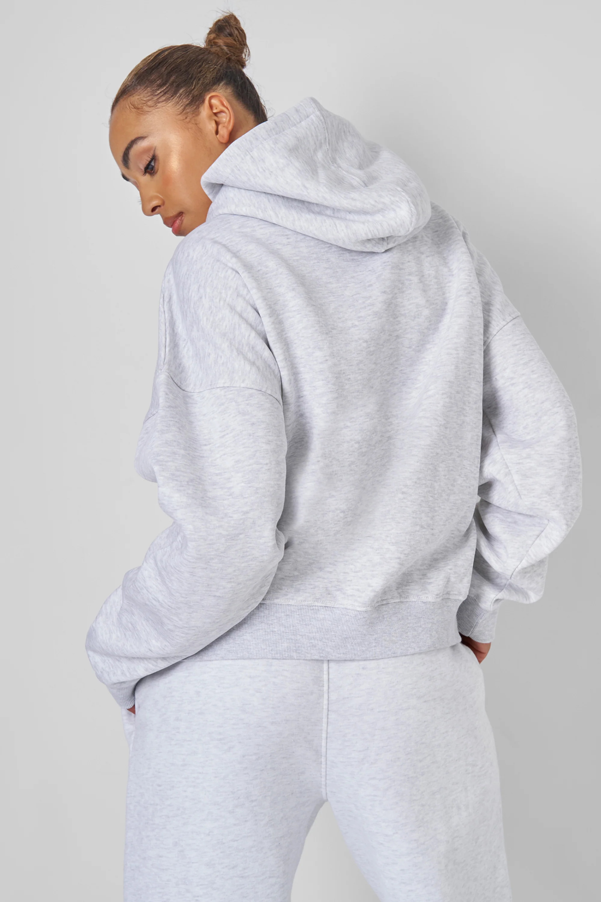 KAIIA SPORT OVERSIZED HOODIE LIGHT GREY MARL - Image 6