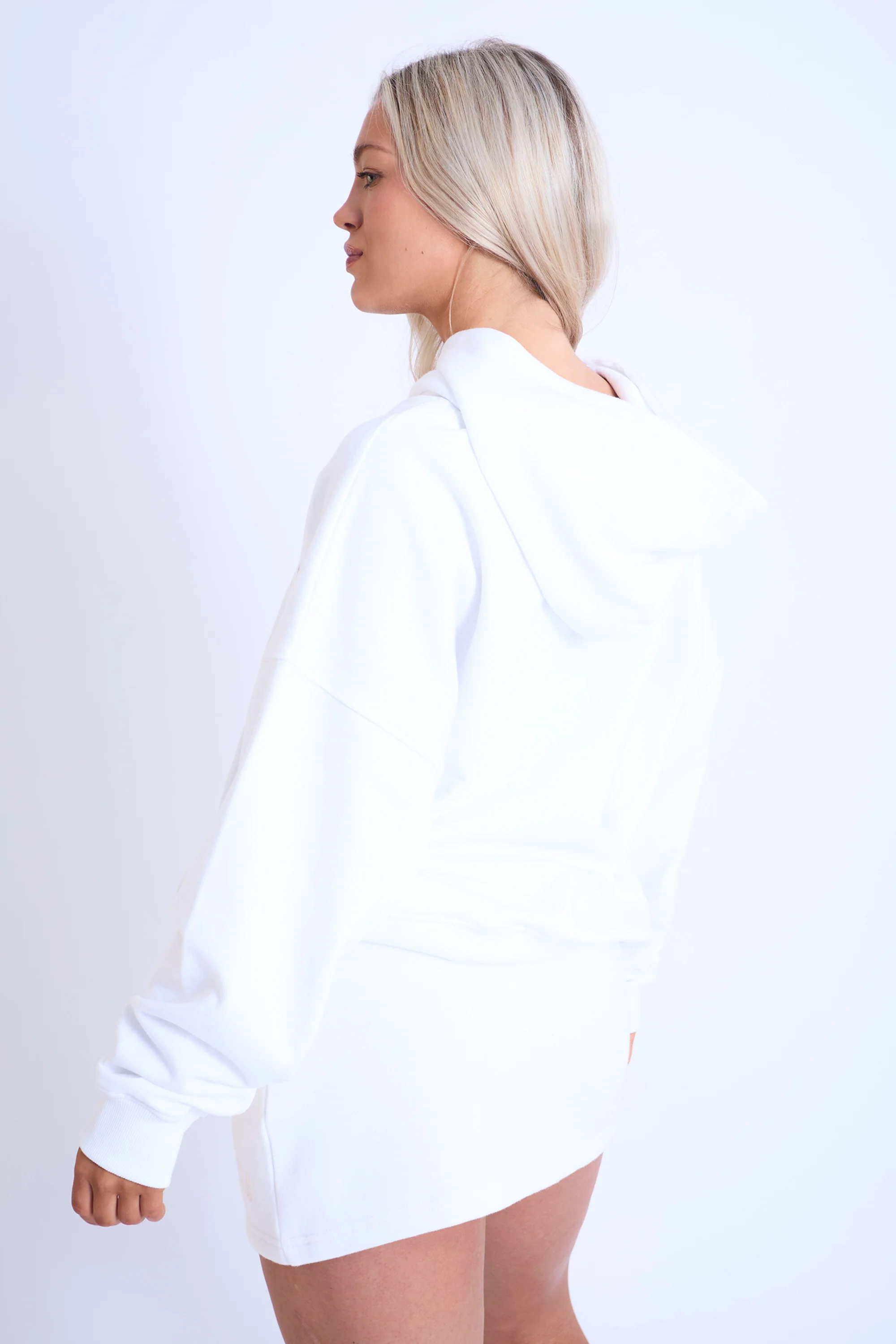 Kaiia Sport Oversized Hoodie White & Beige - Image 4