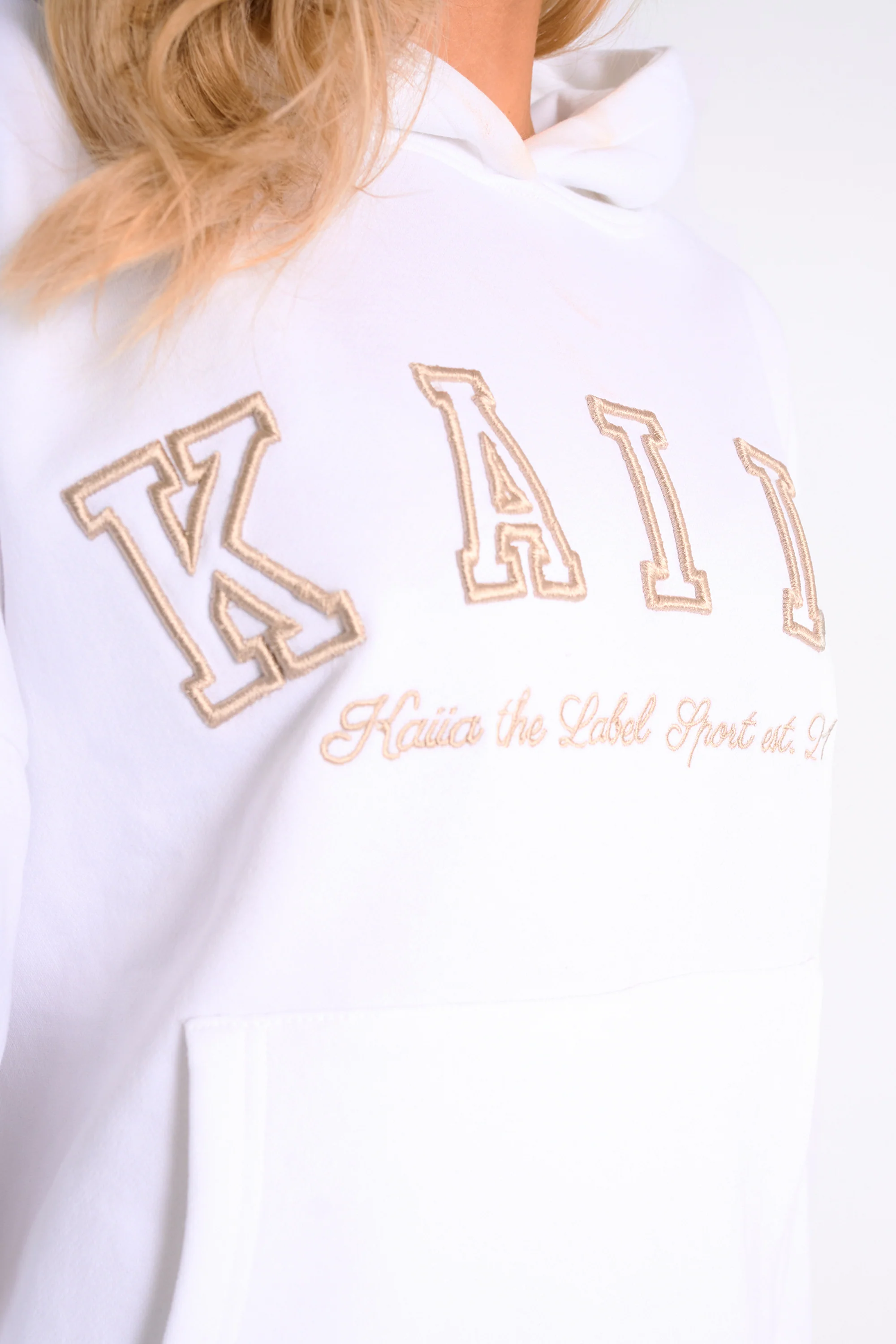 Kaiia Sport Oversized Hoodie White & Sand - Image 4