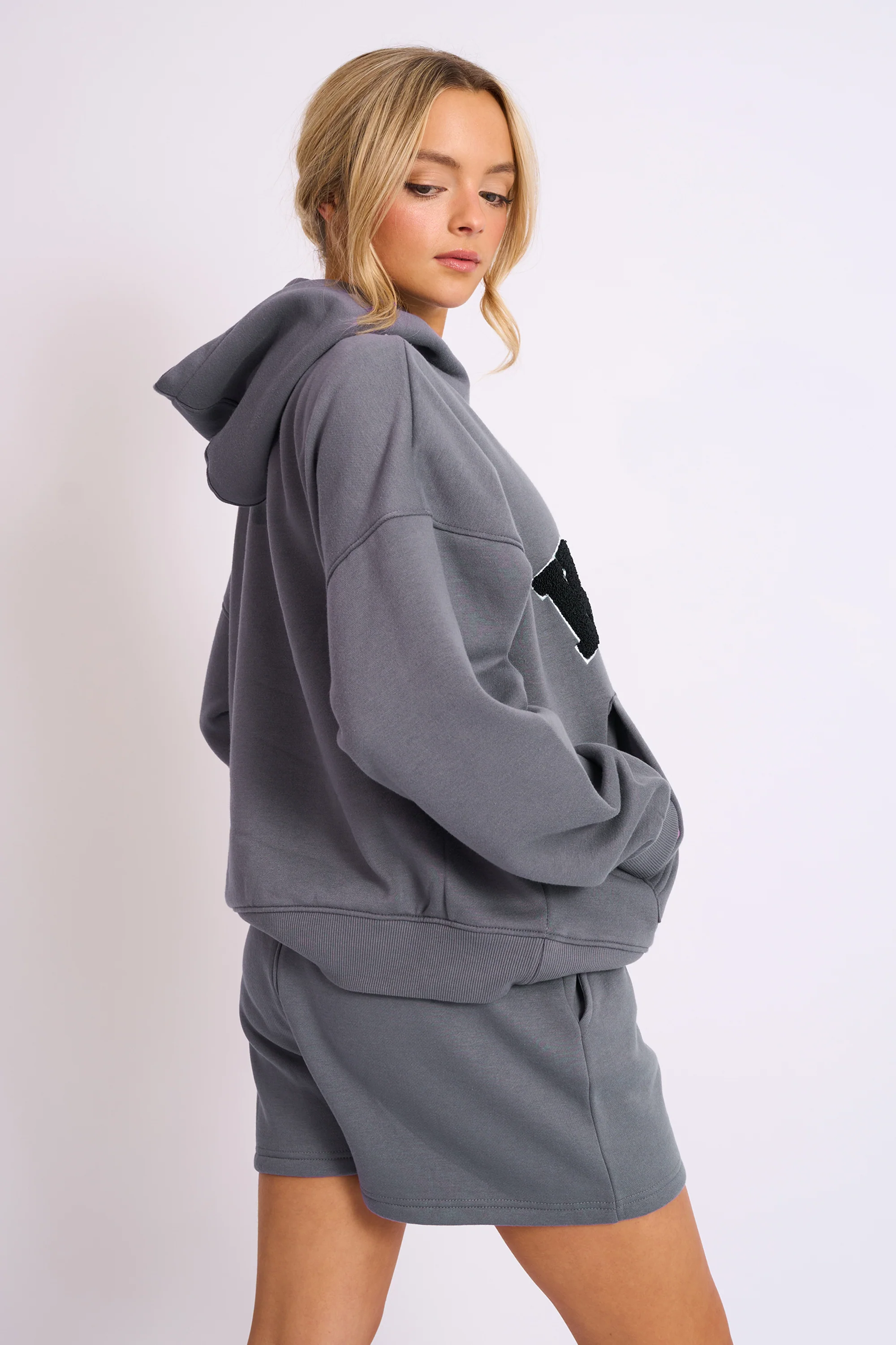 Kaiia Sport Logo Oversized Hoodie in Charcoal Grey - Image 12