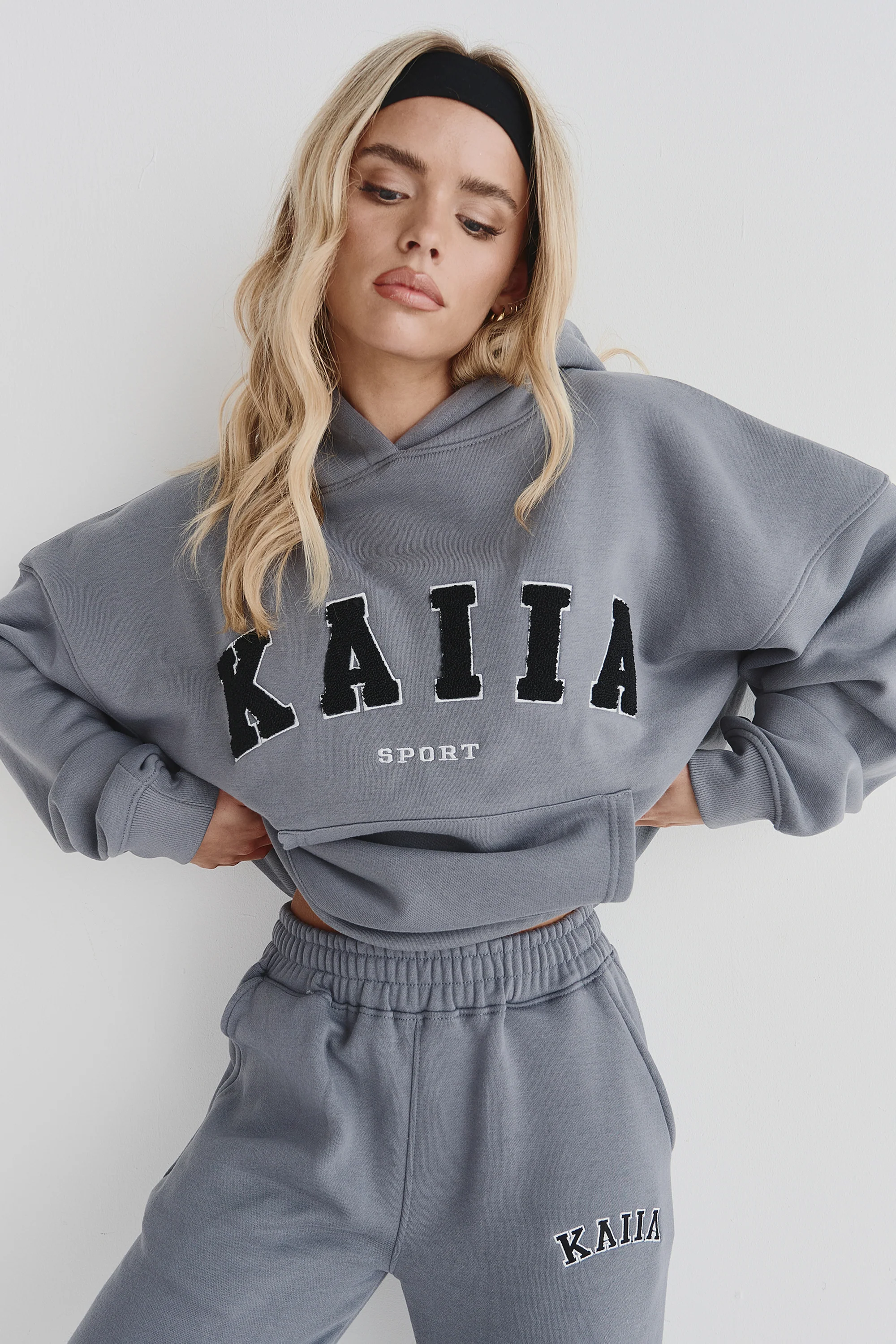 Kaiia Sport Logo Oversized Hoodie in Charcoal Grey - Image 8