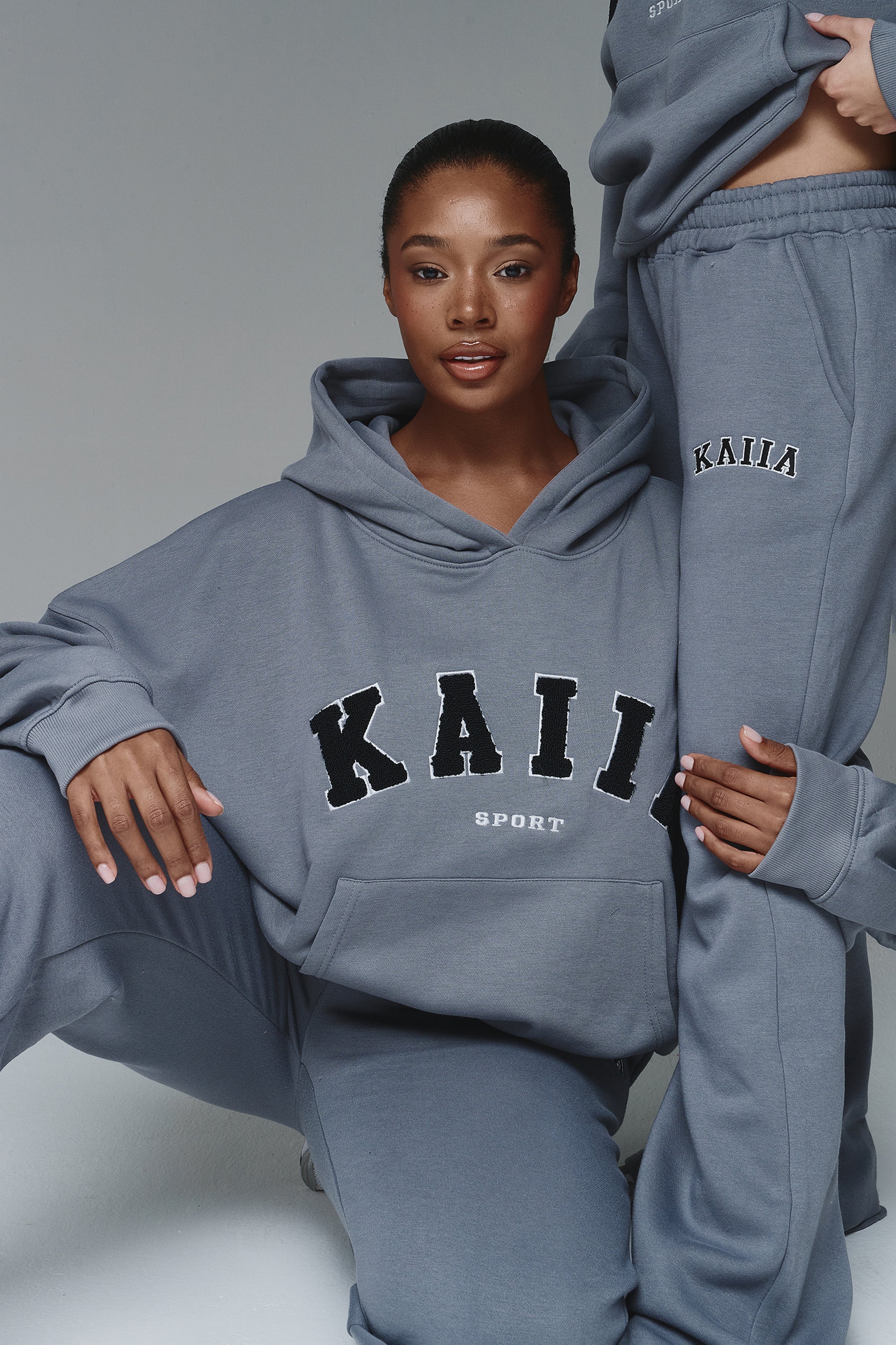 Kaiia Sport Logo Oversized Hoodie in Charcoal Grey - Image 9