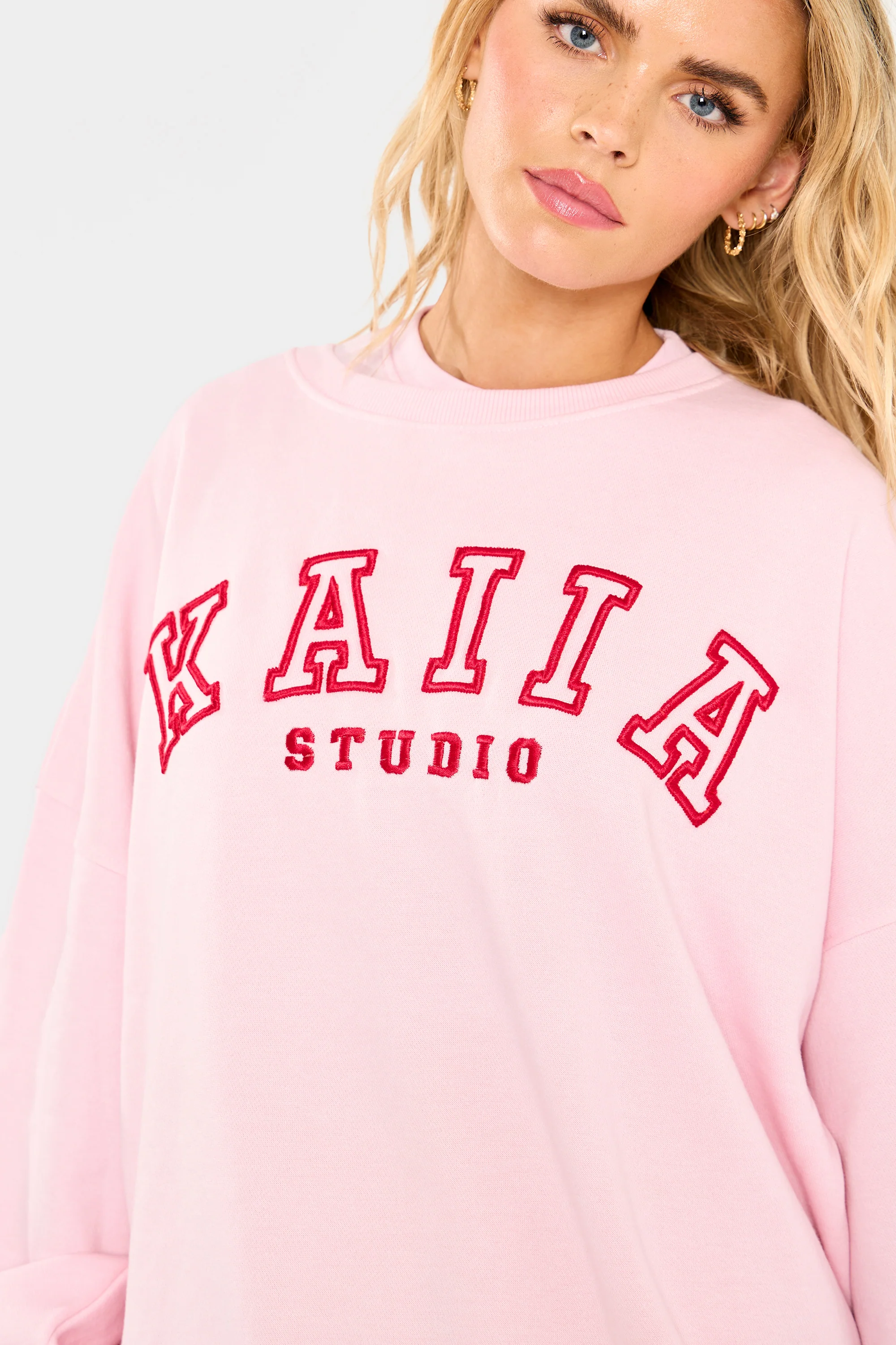 Kaiia Sport Oversized Sweatshirt Baby Pink & Red - Image 4