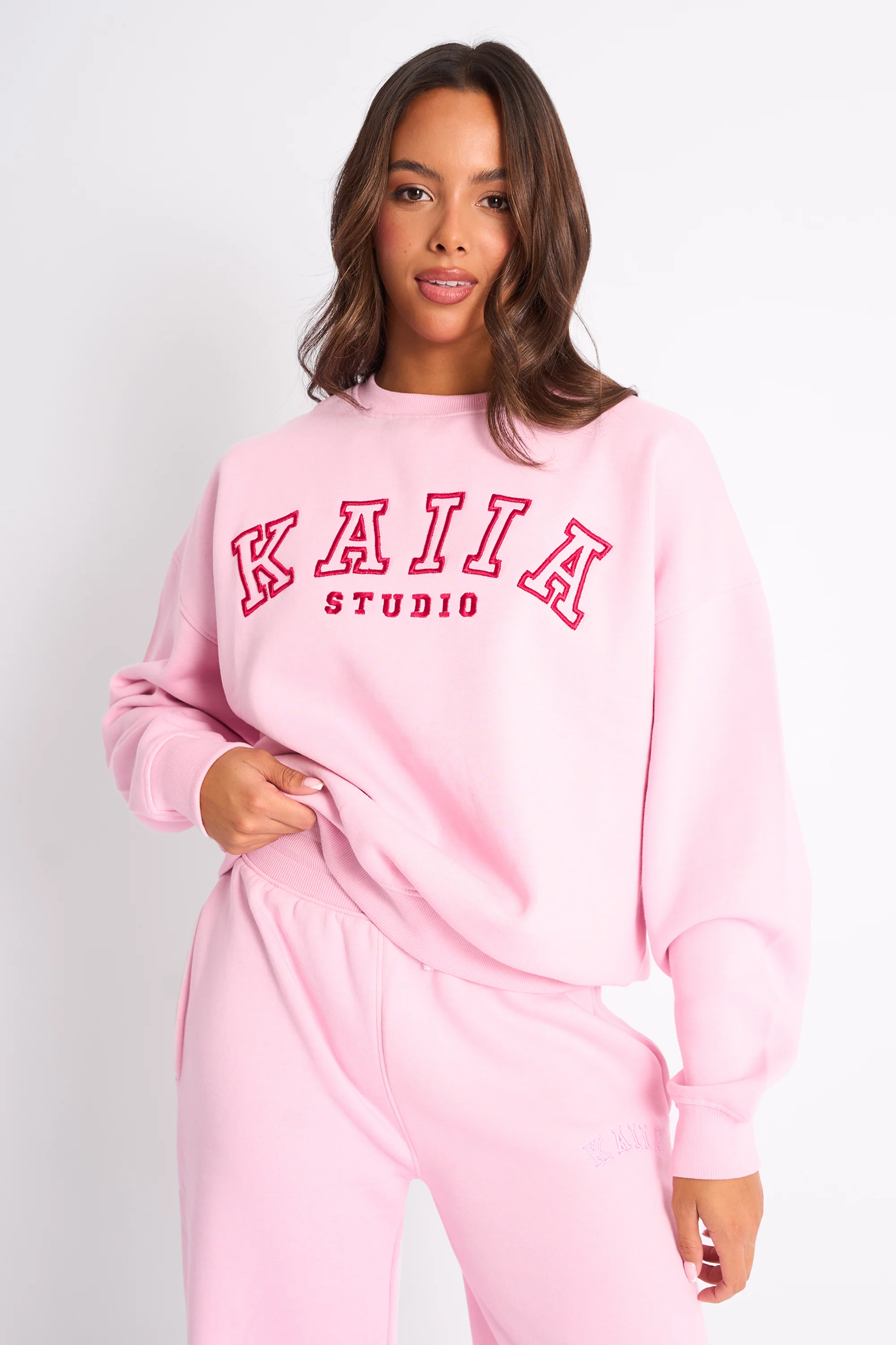 Kaiia Sport Oversized Sweatshirt Baby Pink & Red - Image 5