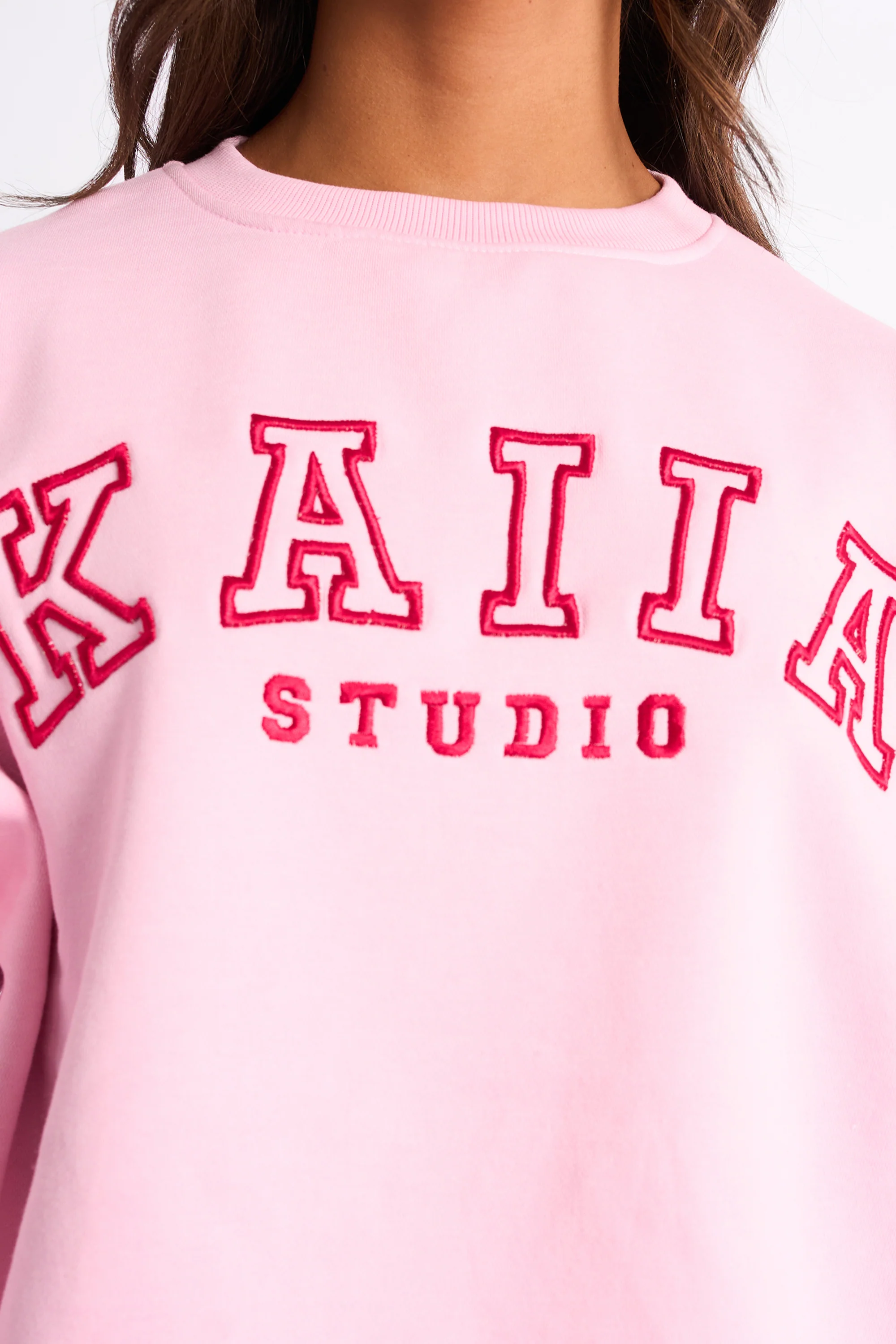 Kaiia Sport Oversized Sweatshirt Baby Pink & Red - Image 8