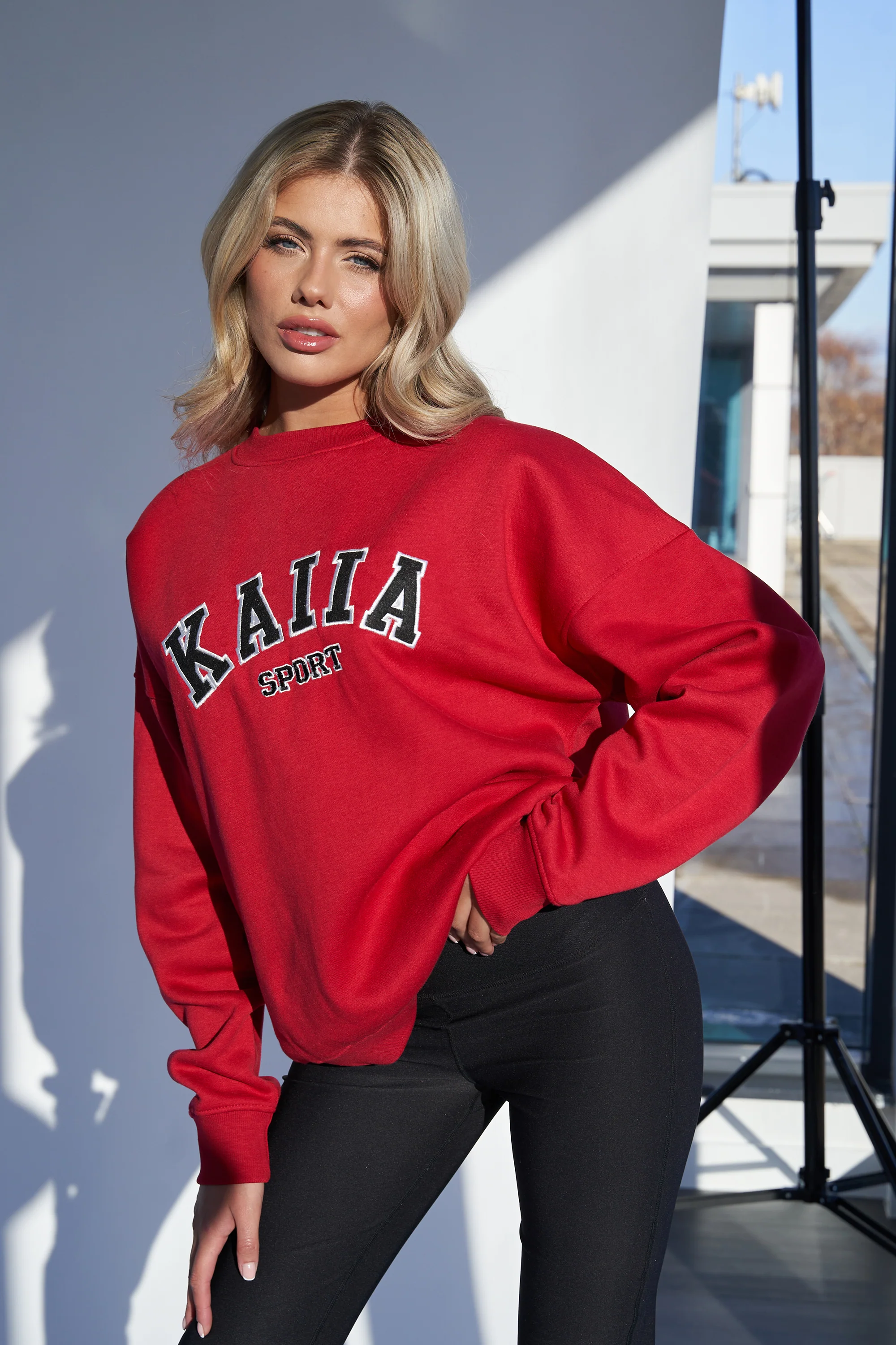 Kaiia Sport Oversized Sweatshirt Red - Image 5
