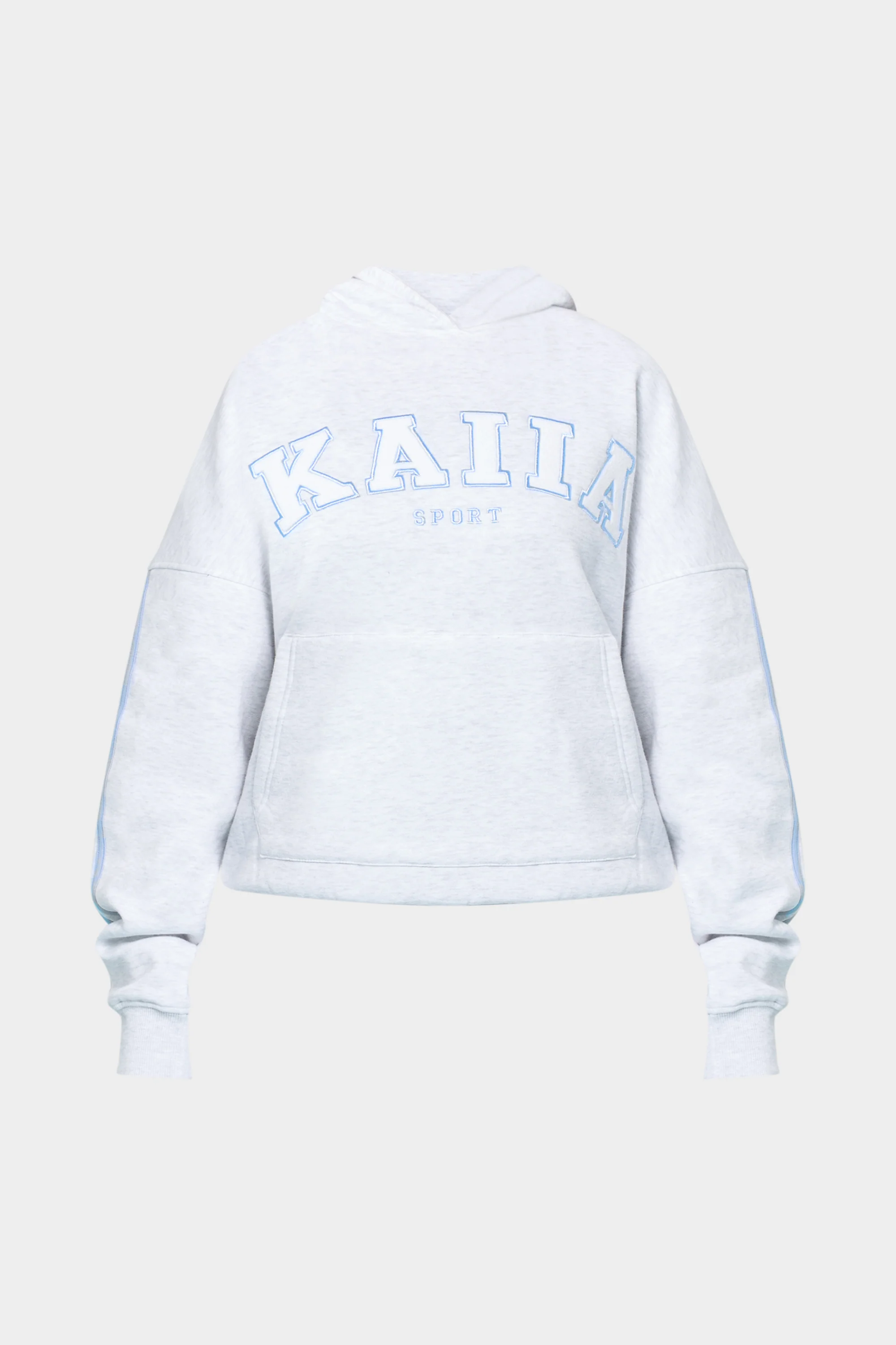 Kaiia Sport Side Stripe Oversized Hoodie Light Grey Marl & Light Blue - Image 3