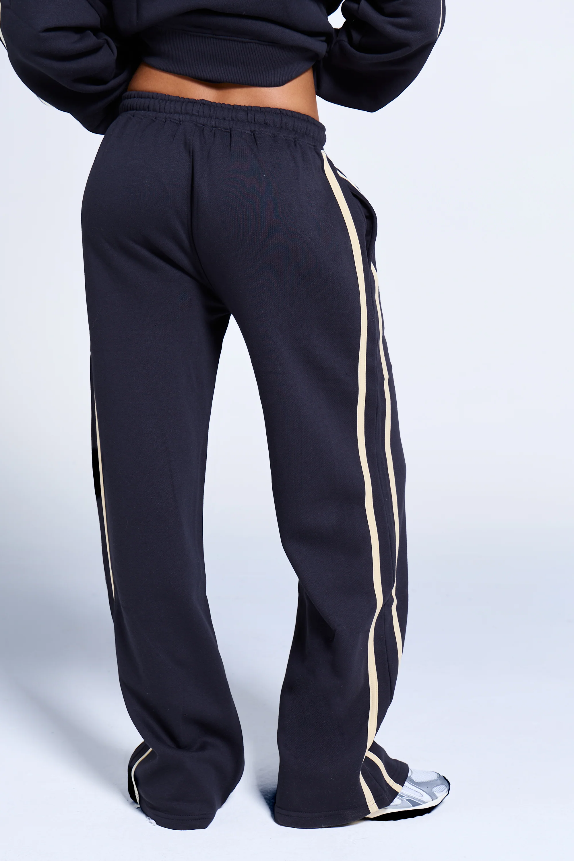 Kaiia Sport Side Stripe Wide Leg Joggers Ink Blue & Lemon - Image 4