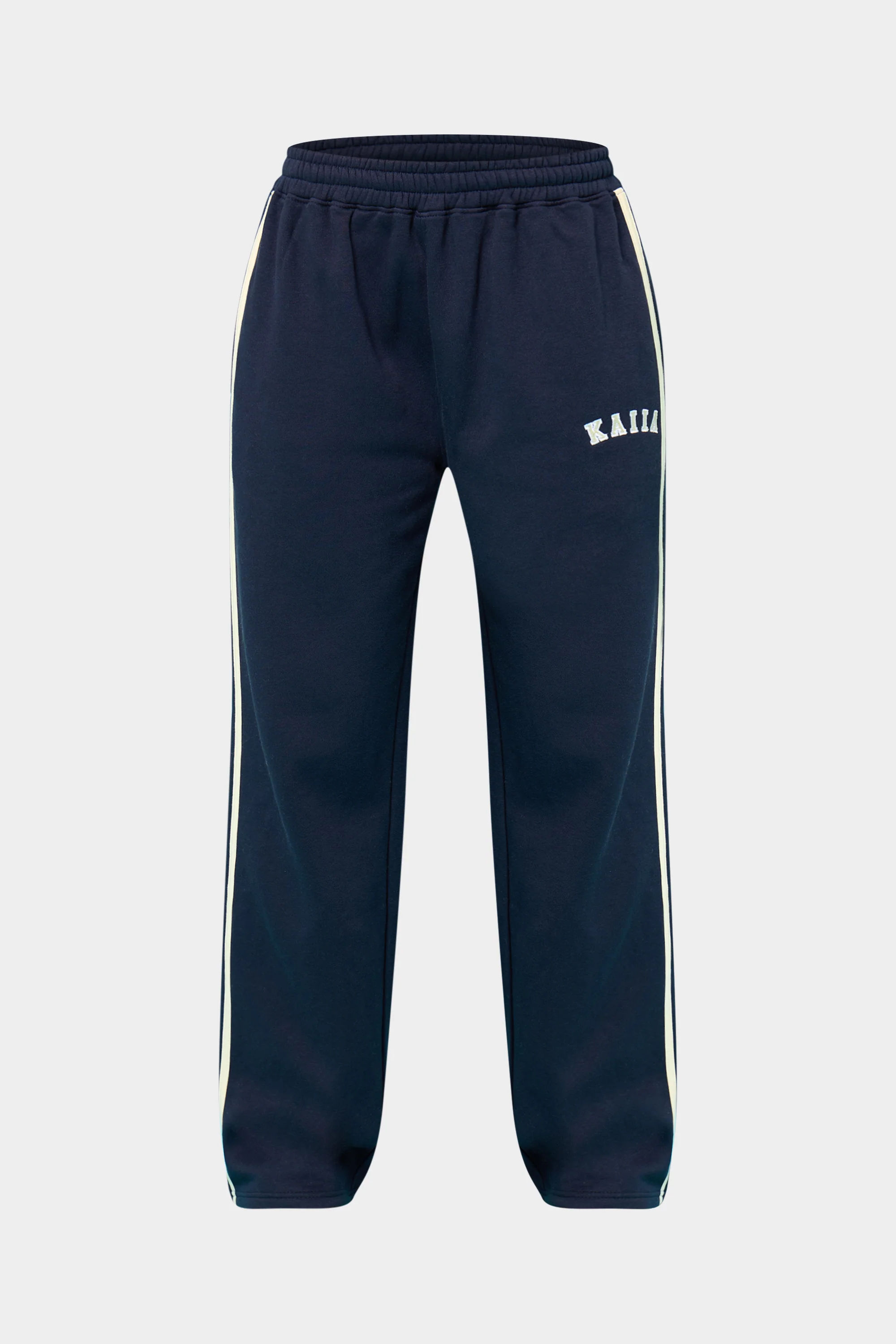 Kaiia Sport Side Stripe Wide Leg Joggers Ink Blue & Lemon - Image 6