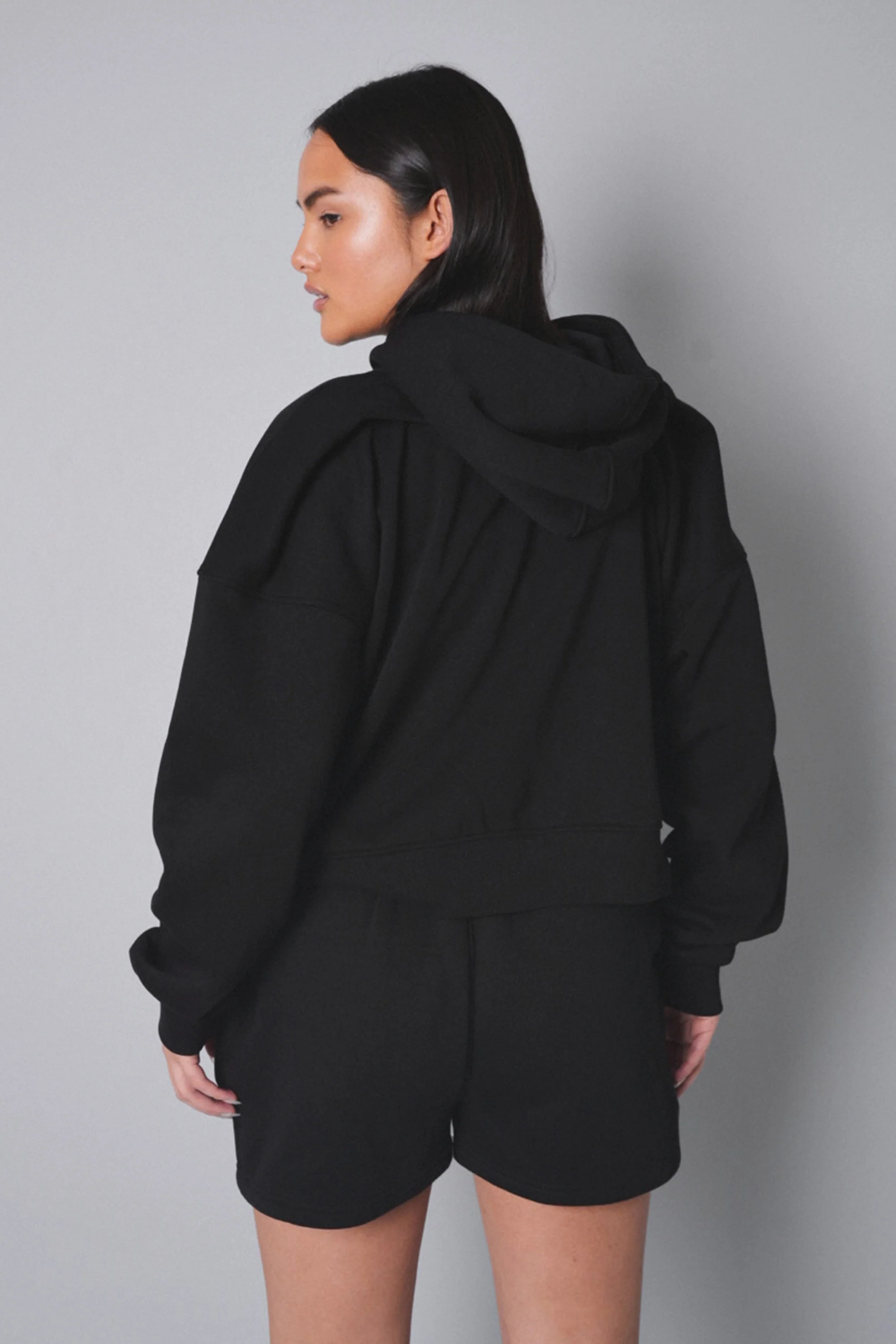 Kaiia Sport Slogan Oversized Hoodie Black With White - Image 3
