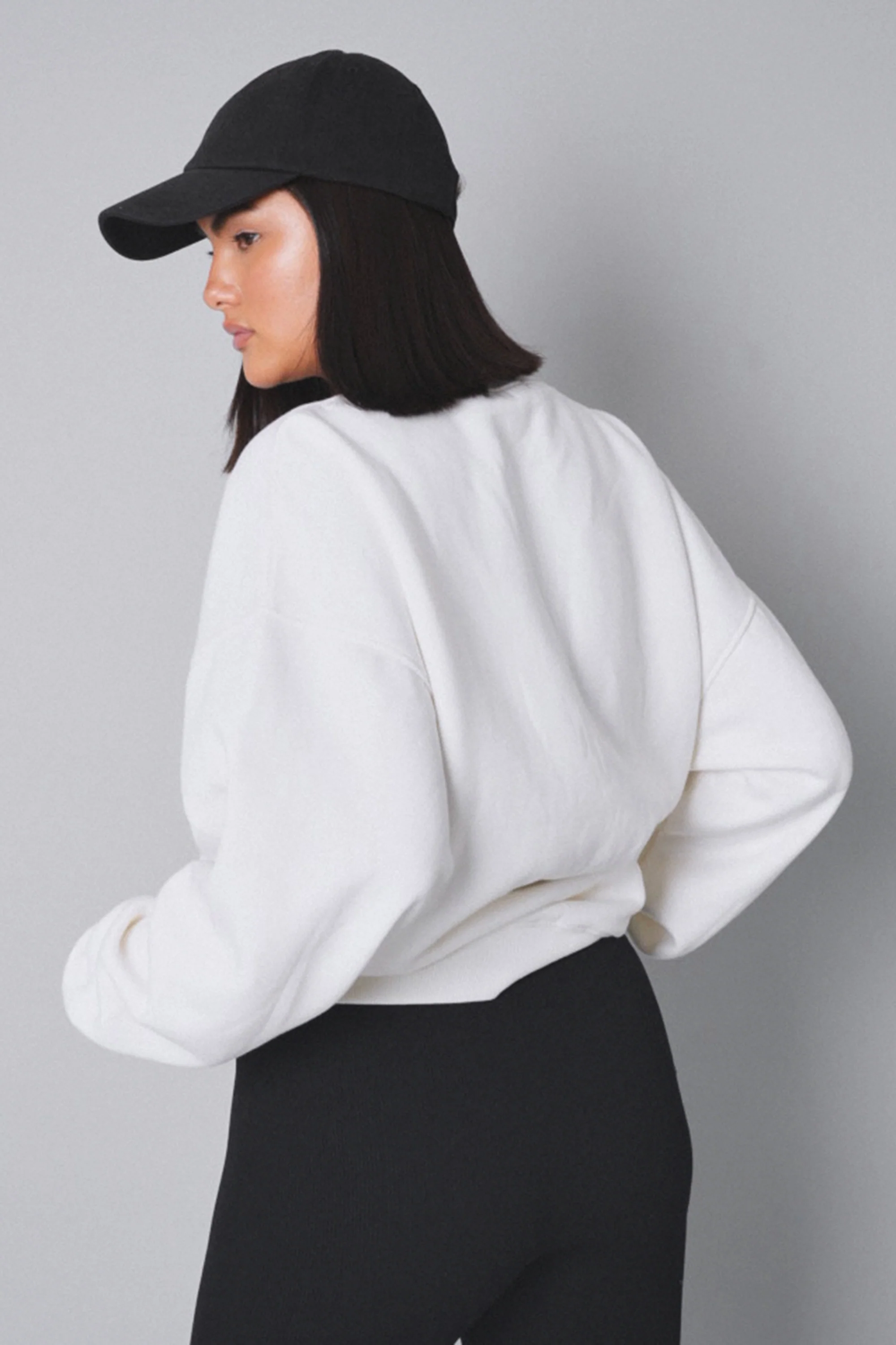 Kaiia Sport Slogan Oversized Sweatshirt Cream and Black - Image 2