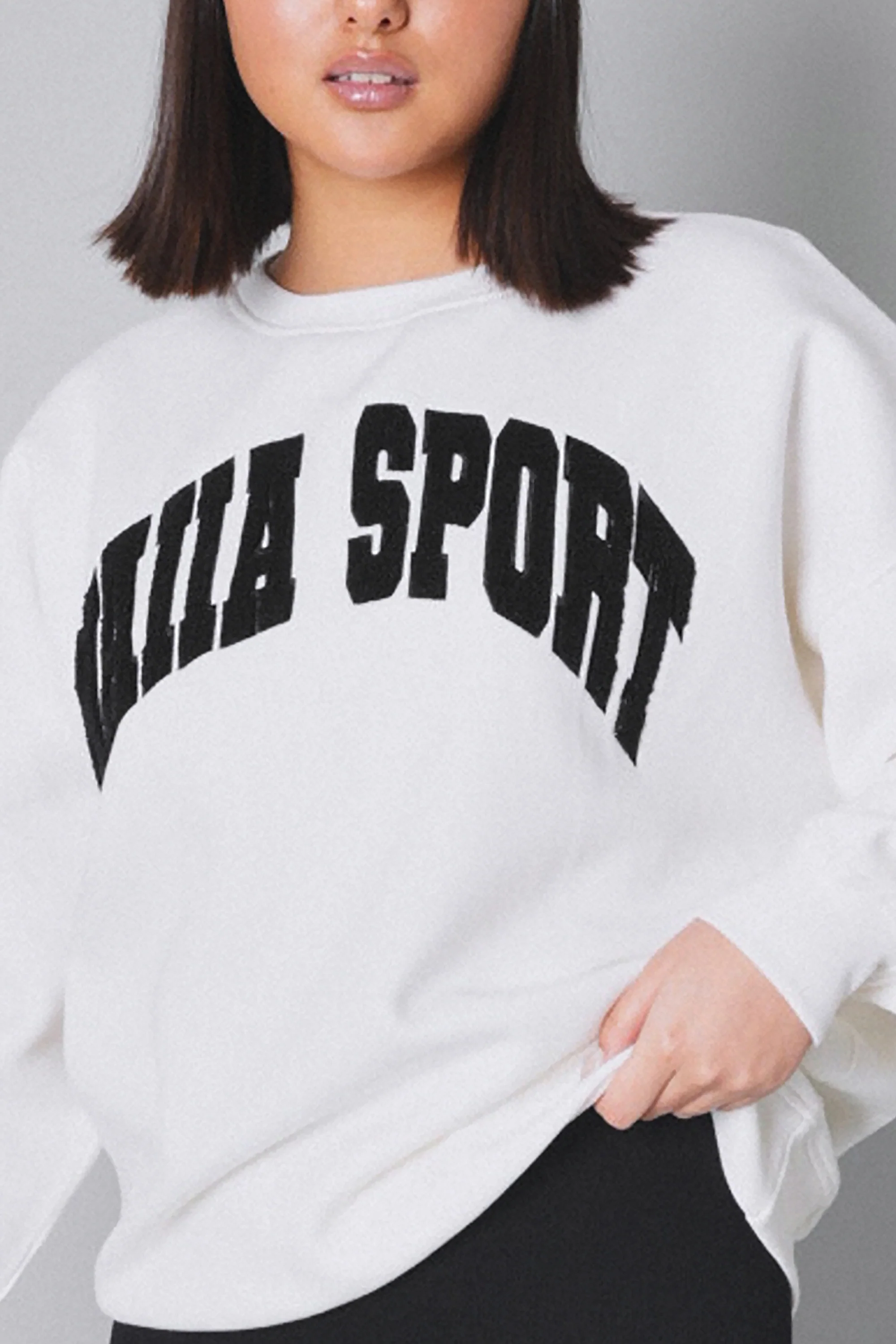 Kaiia Sport Slogan Oversized Sweatshirt Cream and Black - Image 4