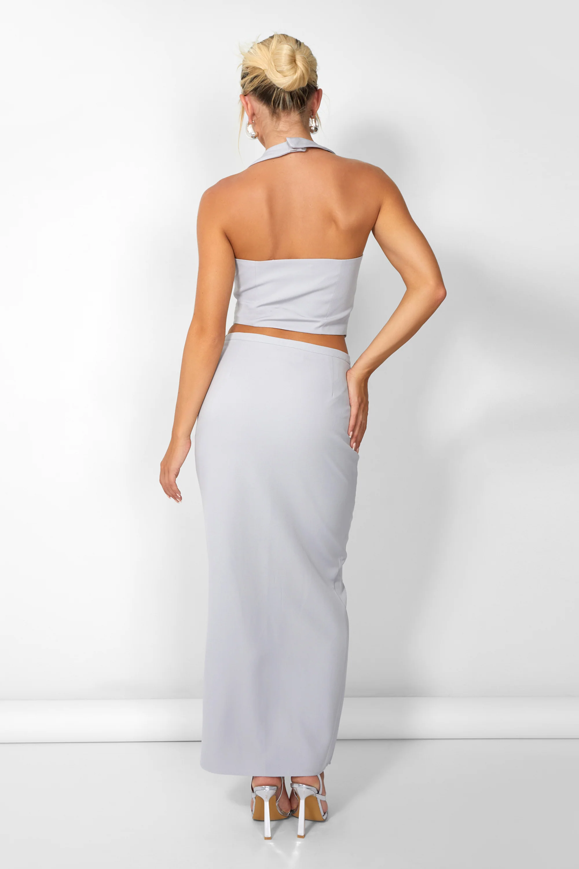 Kaiia Square Neck Waistcoat Top Co-ord in Grey - Image 5