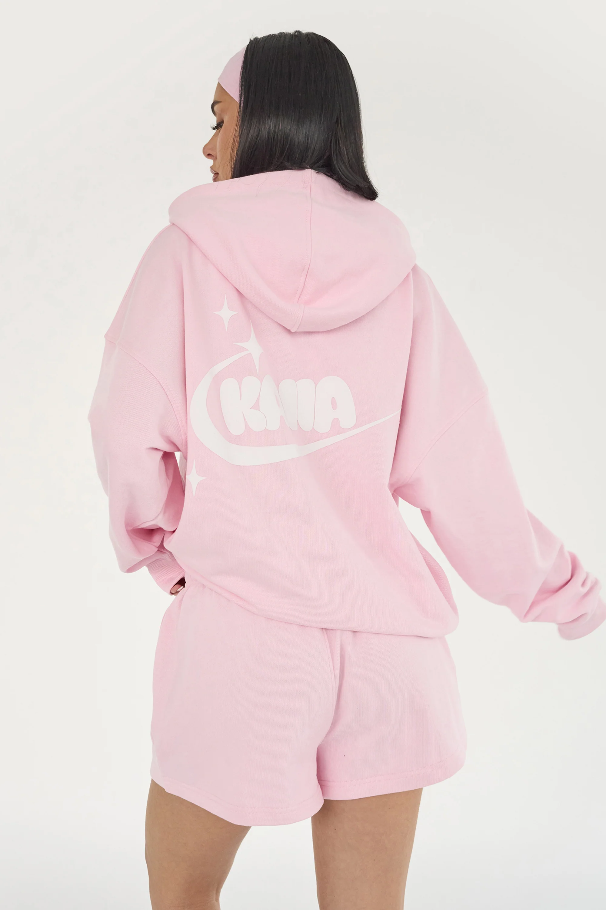 Kaiia Star Bubble Logo Oversized Hoodie Baby Pink - Image 2
