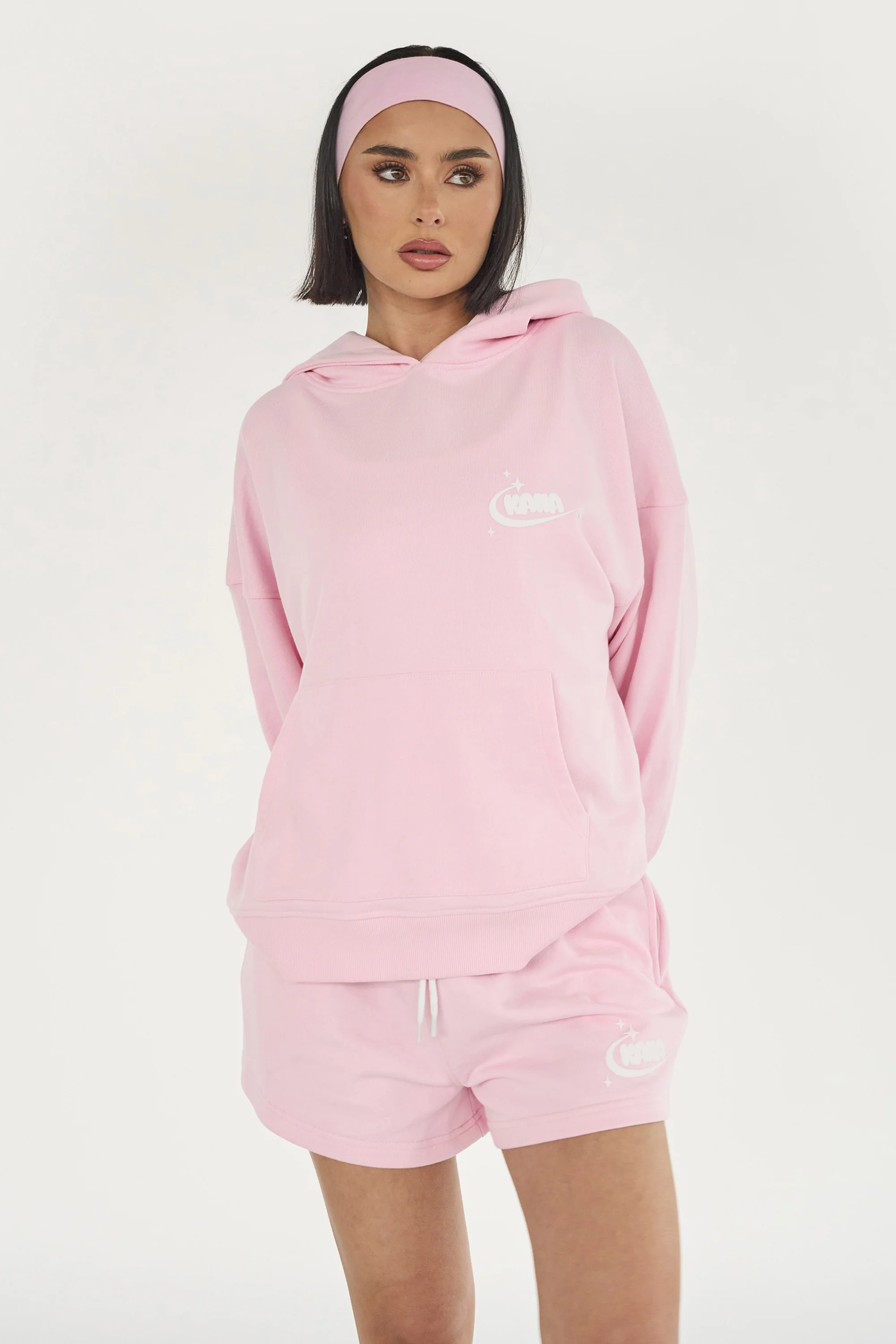 Kaiia Star Bubble Logo Oversized Hoodie Baby Pink - Image 4