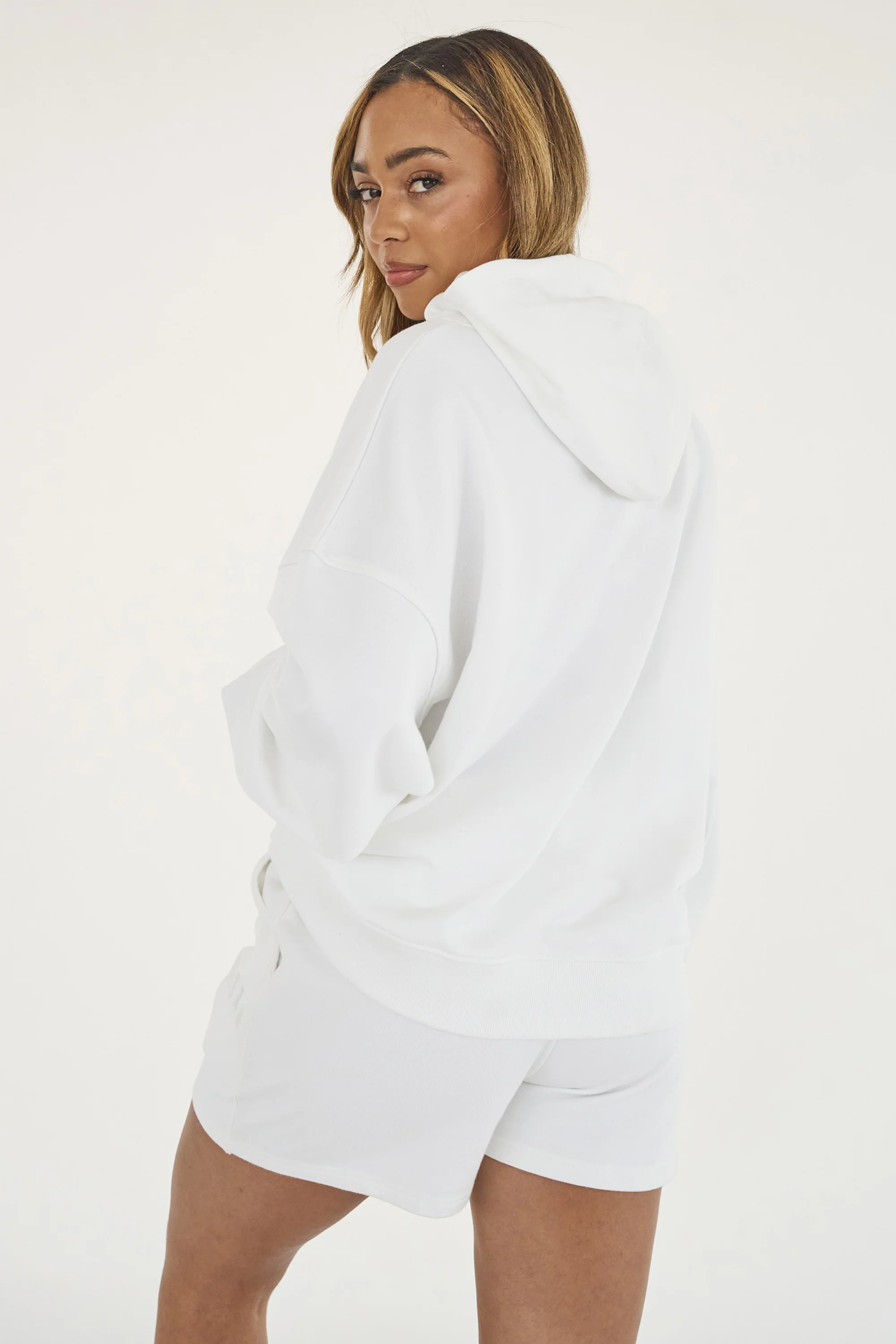 Kaiia Star Bubble Logo Oversized Hoodie White & Baby Pink - Image 3