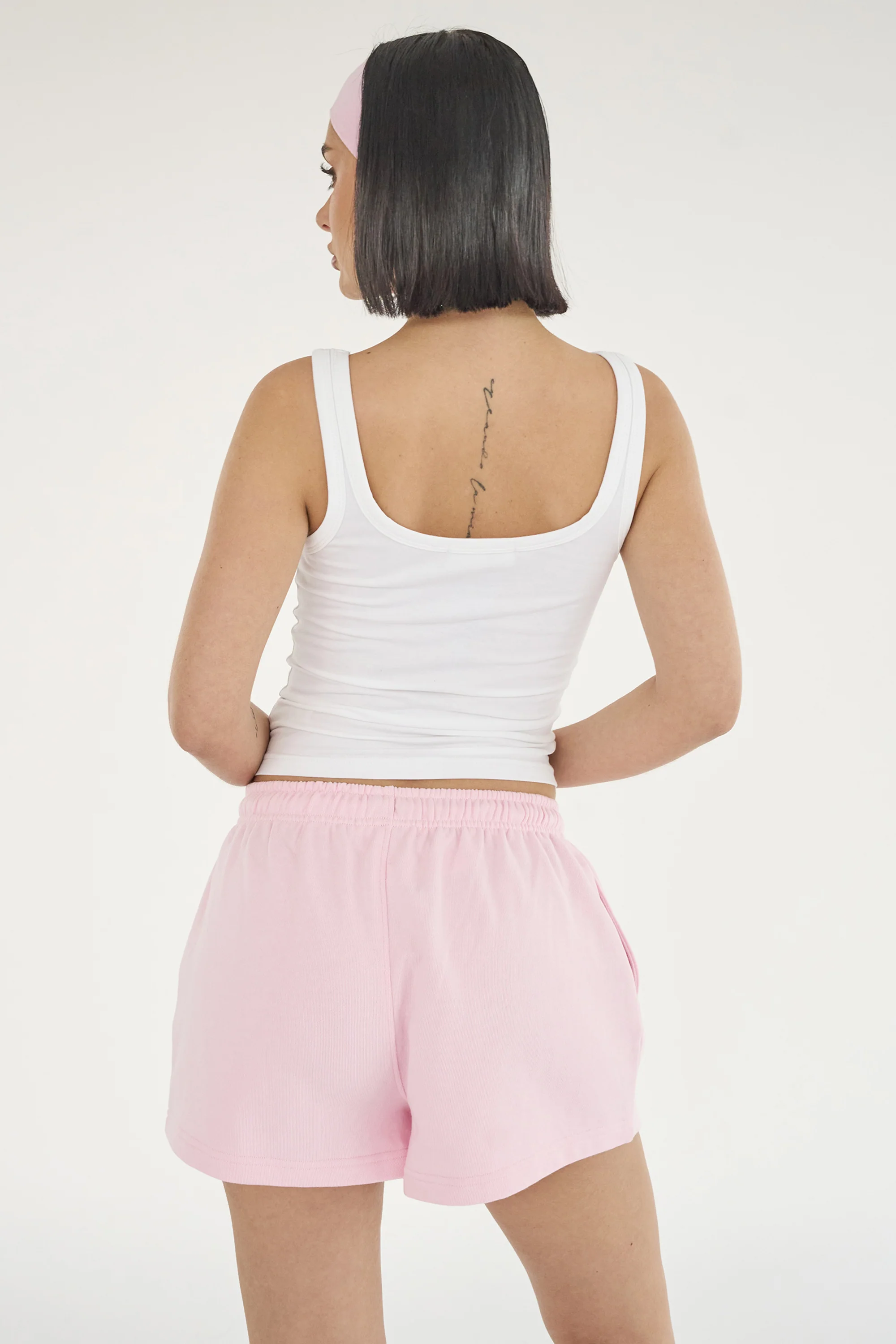 Kaiia Star Bubble Logo Vest Top White & Baby Pink - Image 3