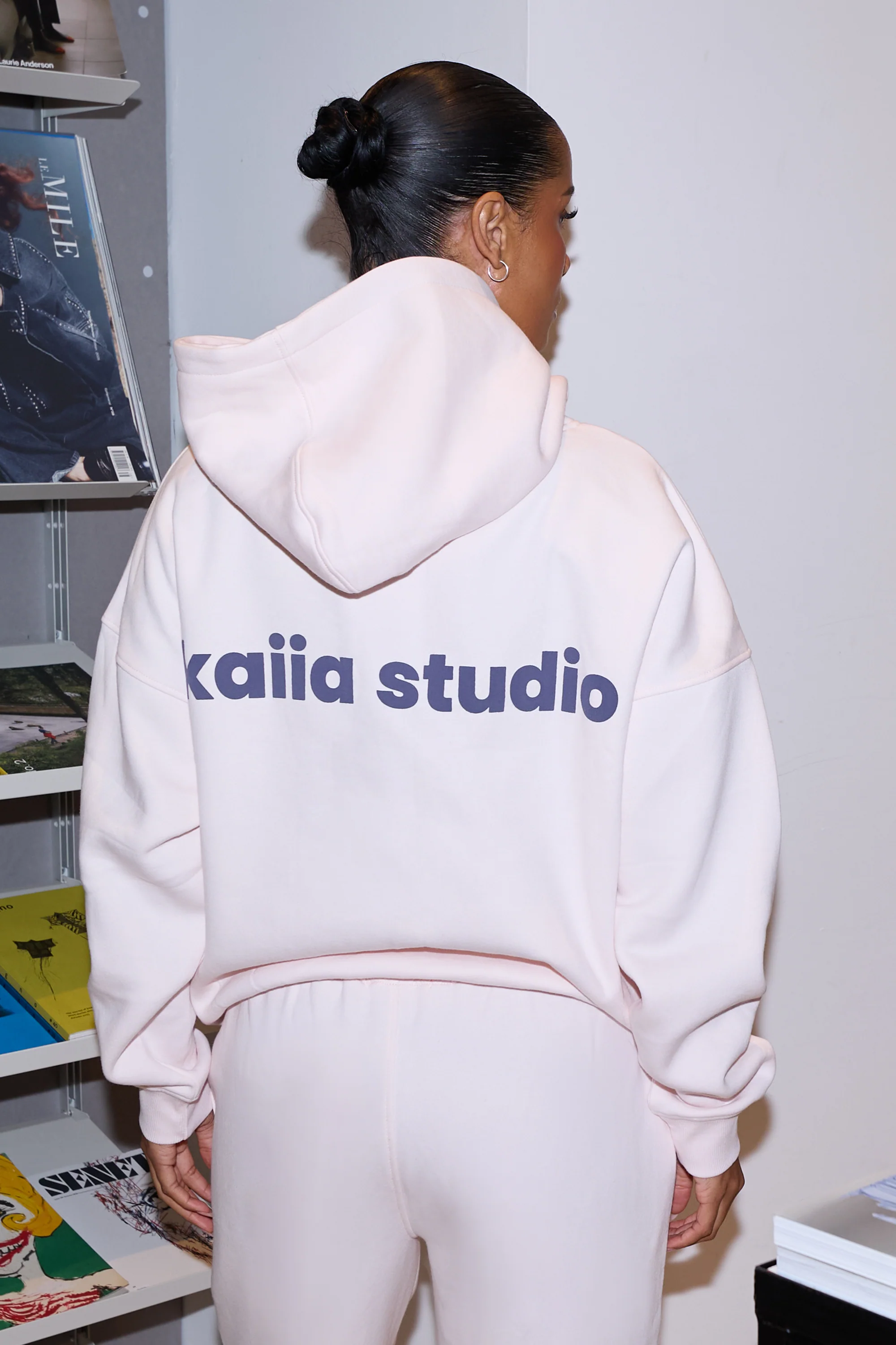 Kaiia Star Graphic Oversized Hoodie Shell Pink & Dark Grey - Image 4