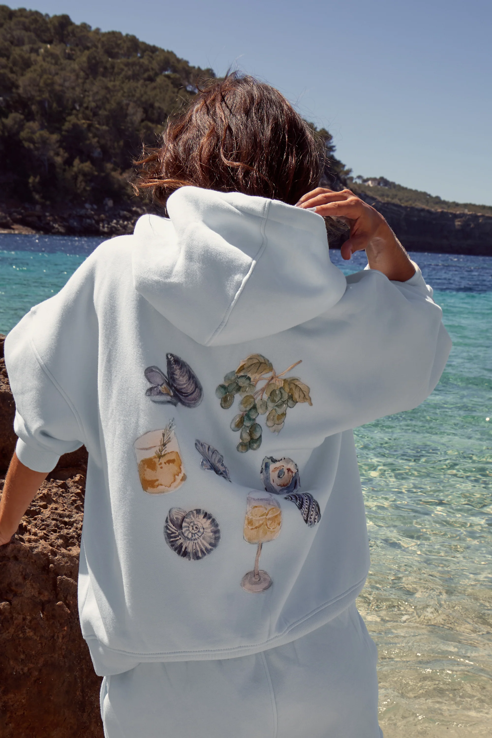 Kaiia Starfish Graphic Oversized Hoodie Shell Blue - Image 4