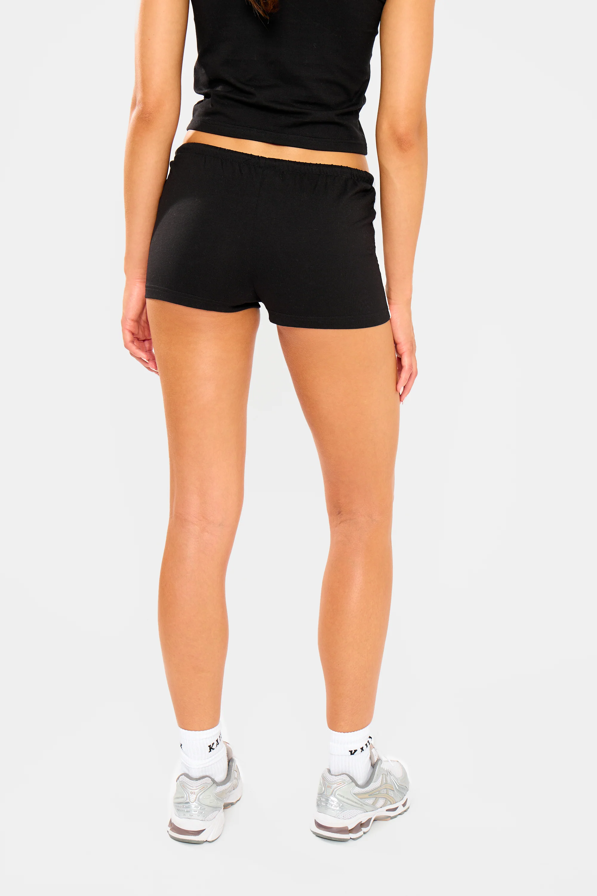 Kaiia Logo Stripe Detail Hot Pants Shorts Black & White - Image 9